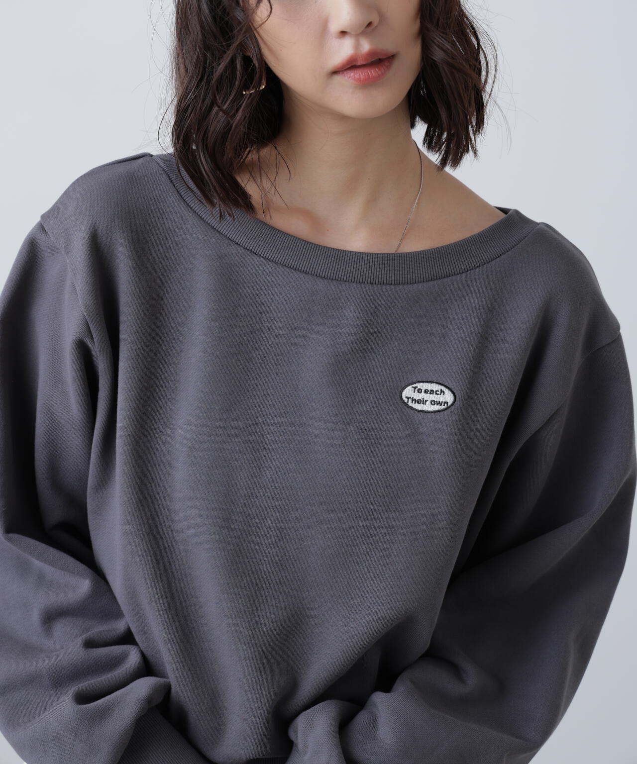 オフショルダー グレー スウェット オフショルダースウェット 裏毛 オフショル オーバーサイズ 韓国