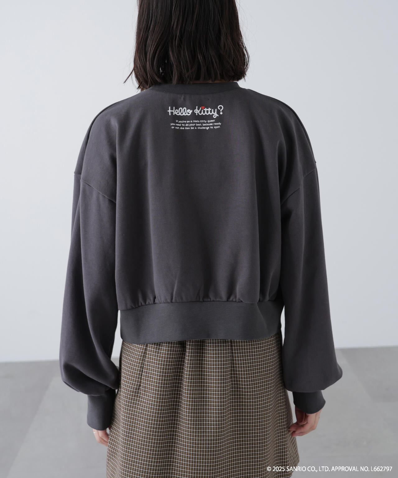 【HELLO KITTY】サンリオキャラクターズコラボ SHORT SWEAT ショートスウェット 胸KITTY×背面LOGO