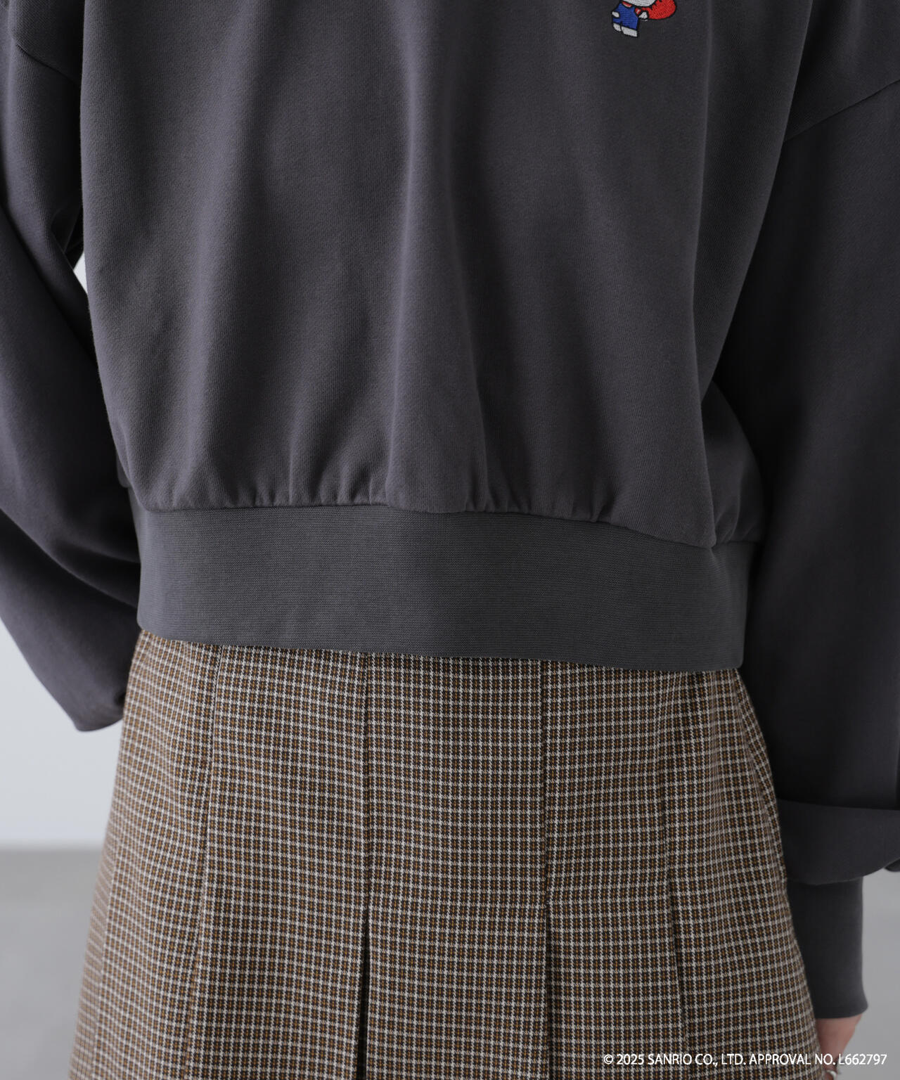 【HELLO KITTY】サンリオキャラクターズコラボ SHORT SWEAT ショートスウェット 胸KITTY×背面LOGO