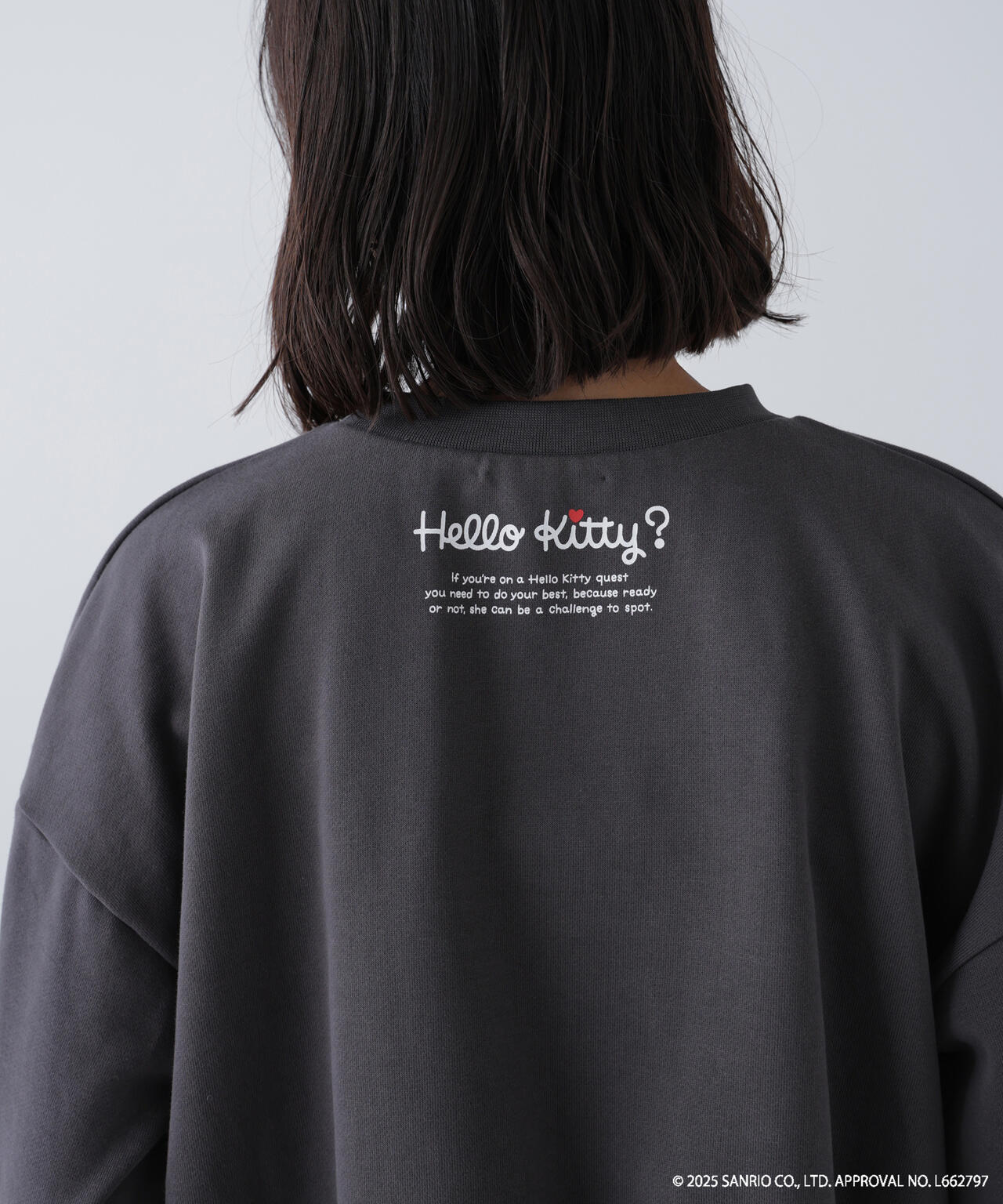【HELLO KITTY】サンリオキャラクターズコラボ SHORT SWEAT ショートスウェット 胸KITTY×背面LOGO