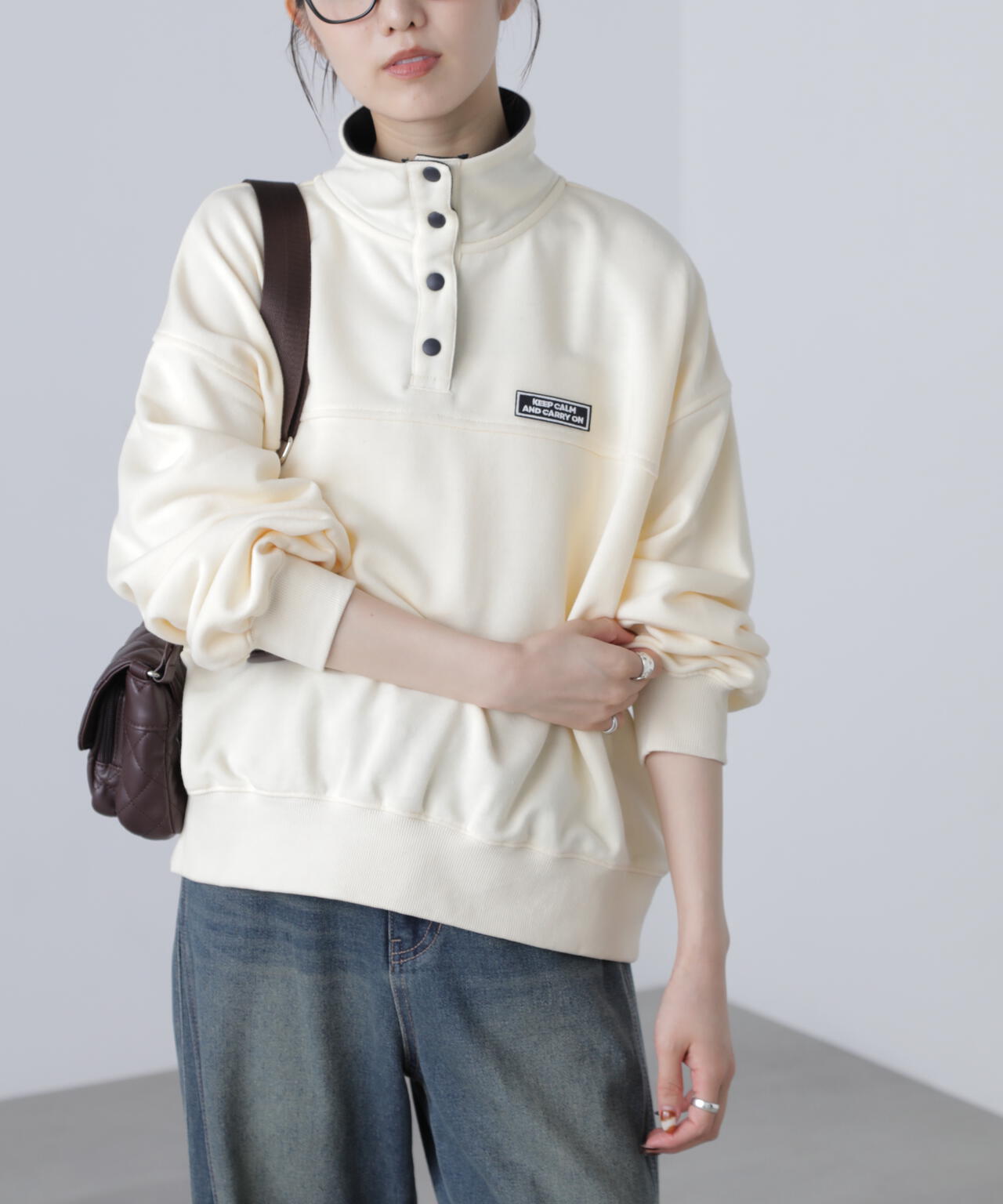 スタンドネックバイカラースウェット