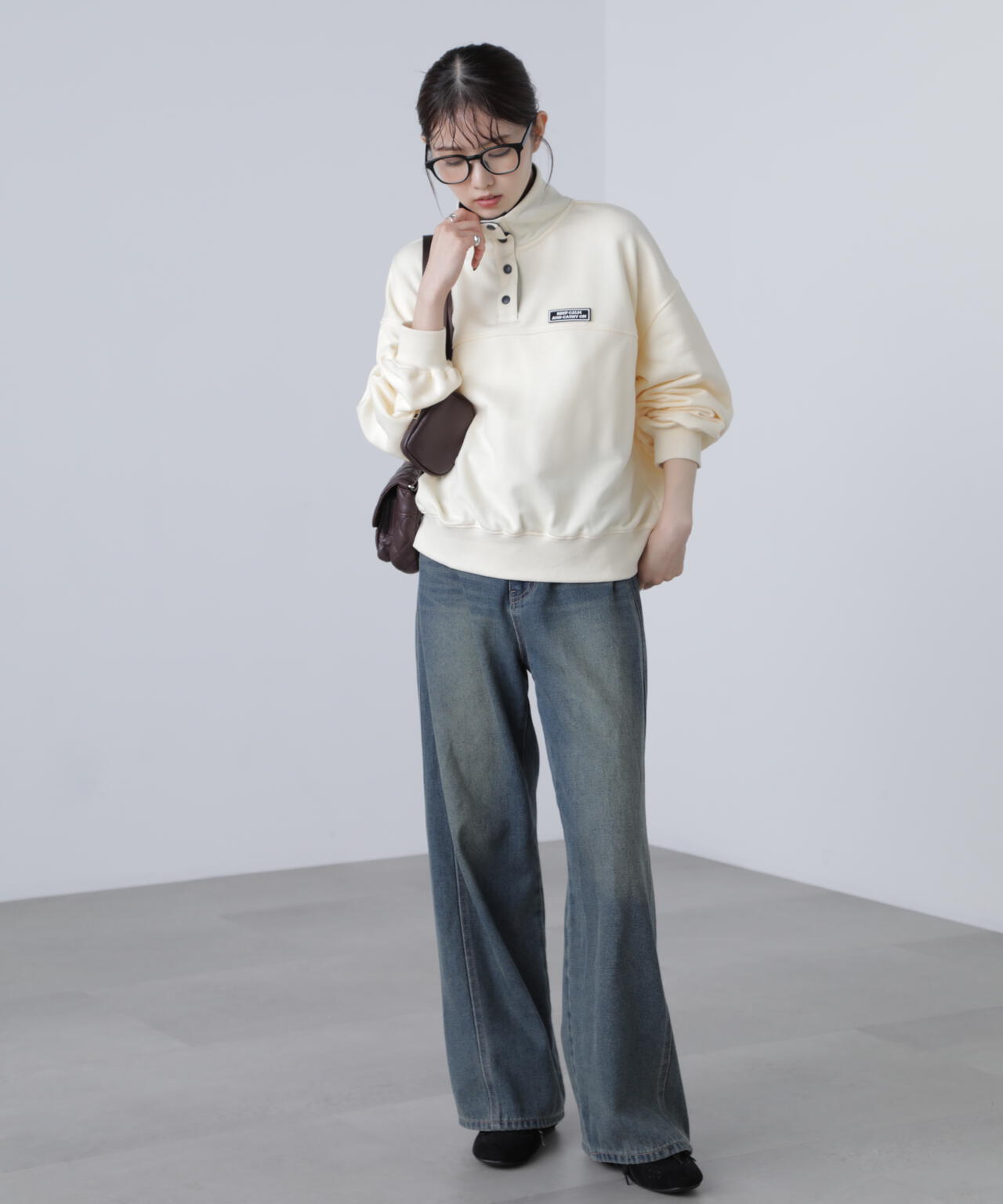 スタンドネックバイカラースウェット