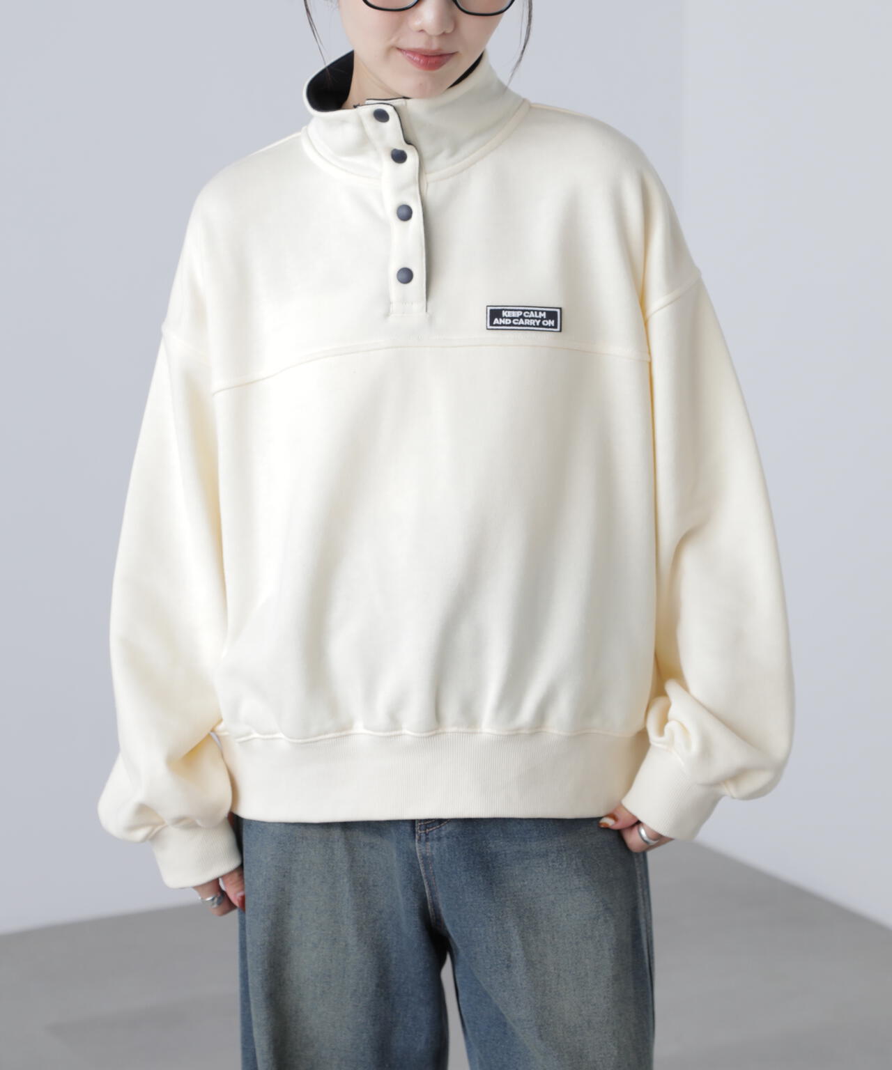 スタンドネックバイカラースウェット