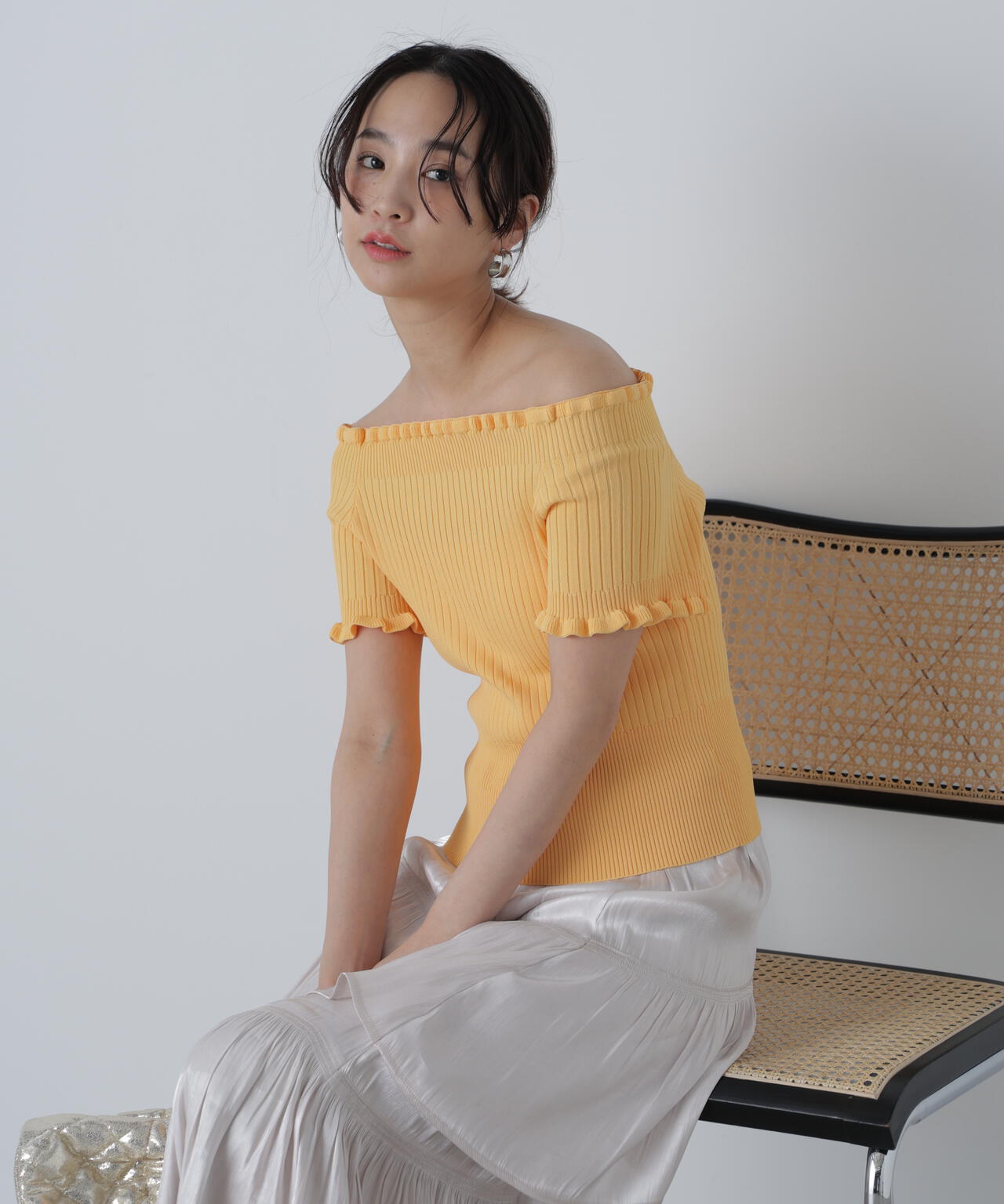 2wayオフショルフリルリブ半袖ニット | FREE'S MART（フリーズ