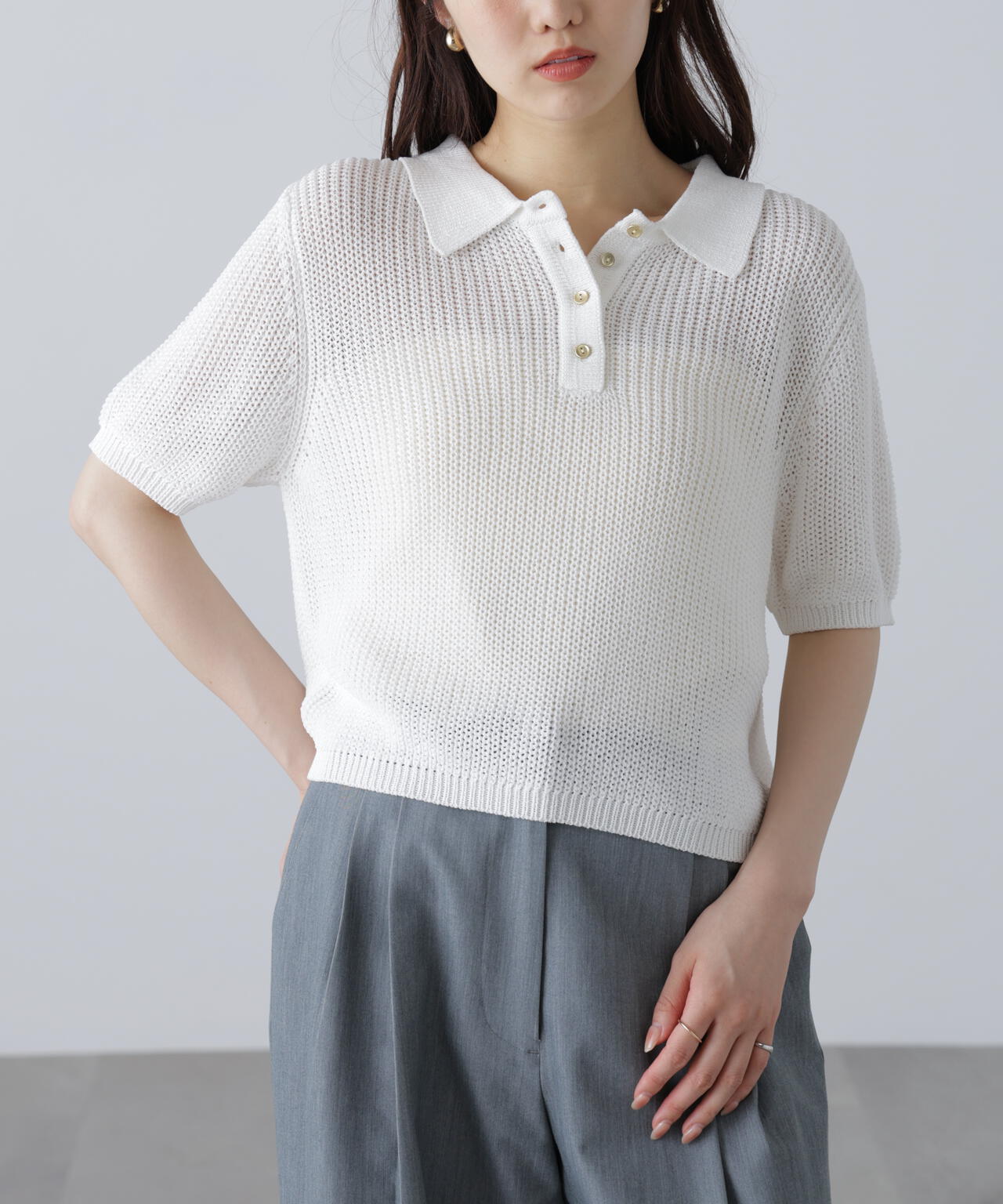 MFM】金ボタンクロップドポロニット | FREE'S MART（フリーズ