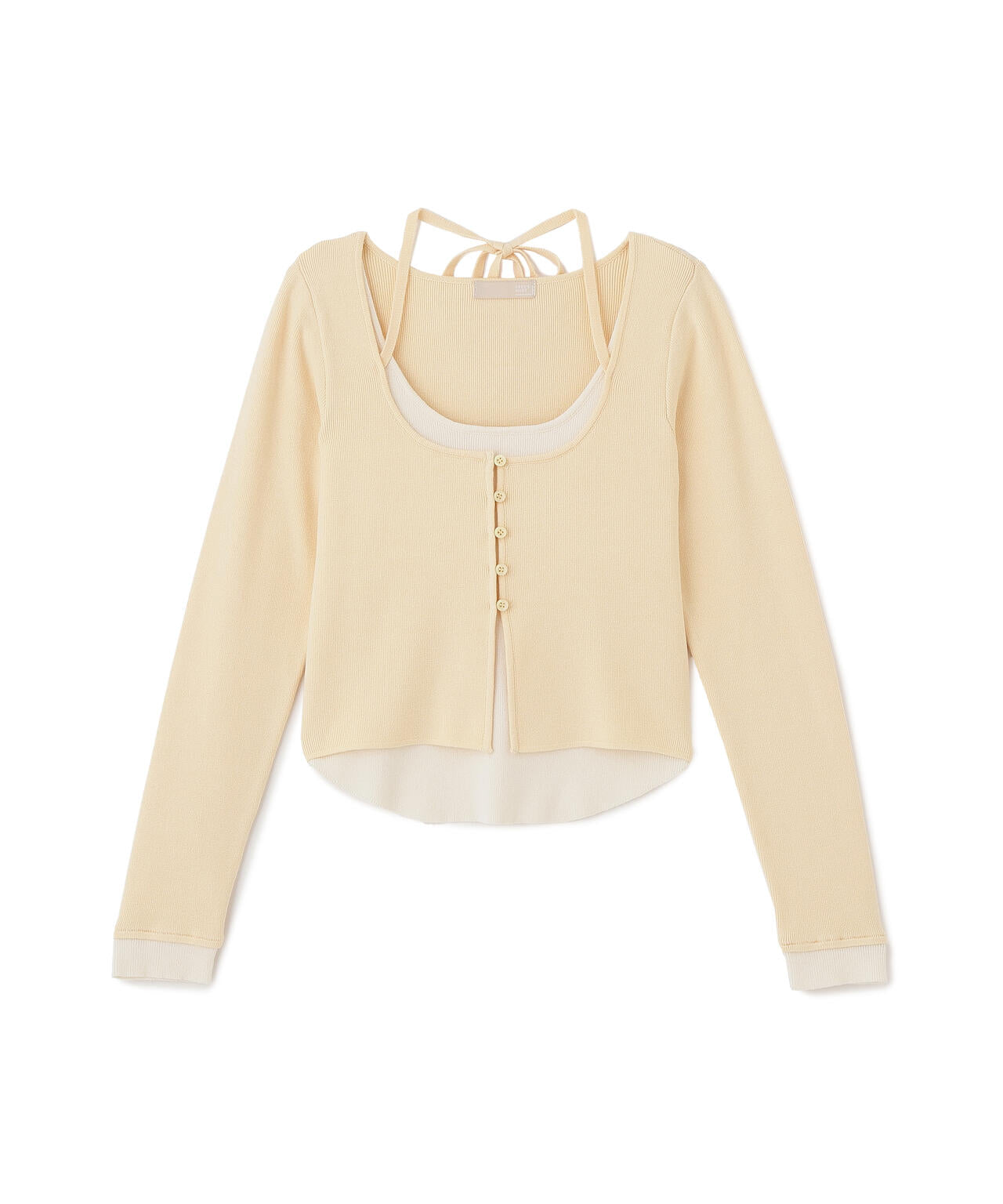 キャミレイヤードクルーネックニット