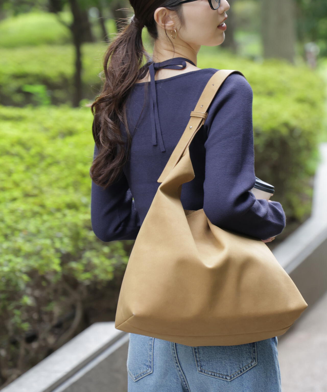 キャミレイヤードクルーネックニット