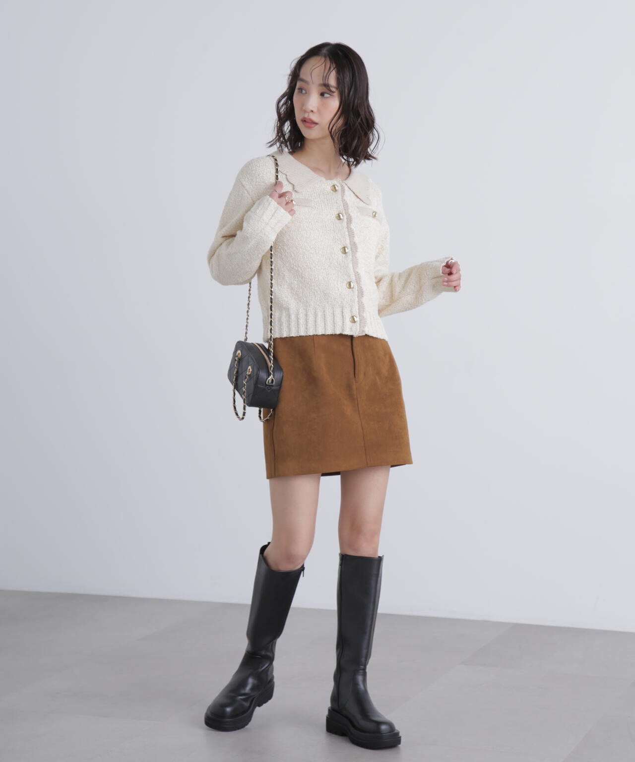 ミニブークレツイードライクニットカーディガン | FREE'S MART