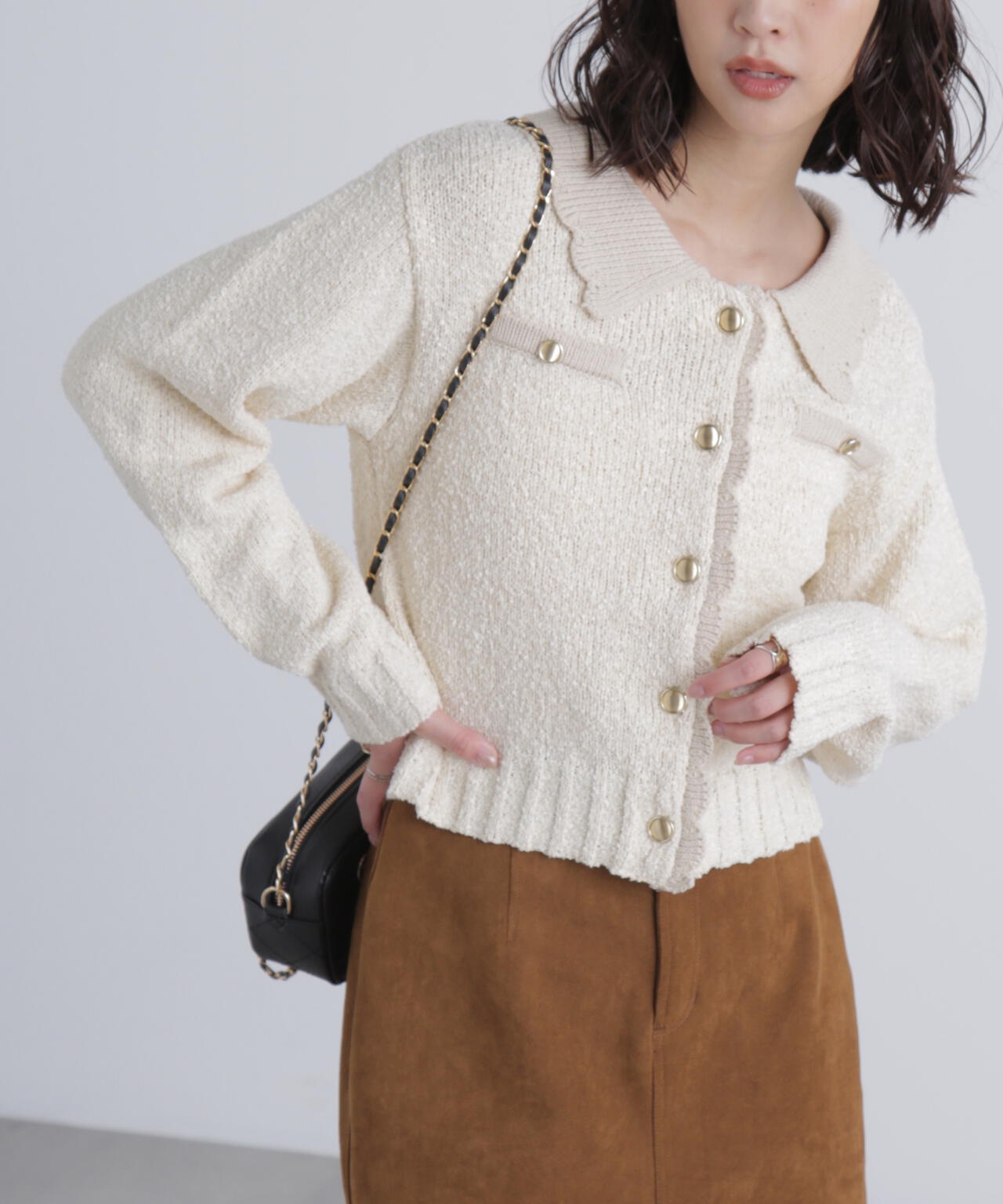 ミニブークレツイードライクニットカーディガン | FREE'S MART