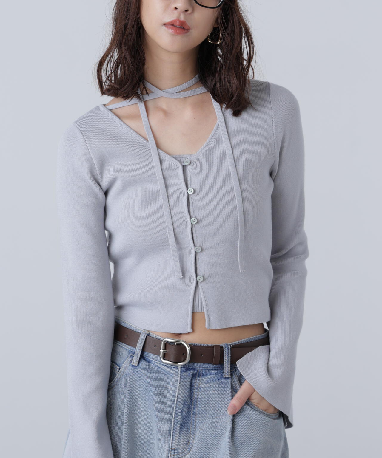 キャミレイヤードニットカーディガン