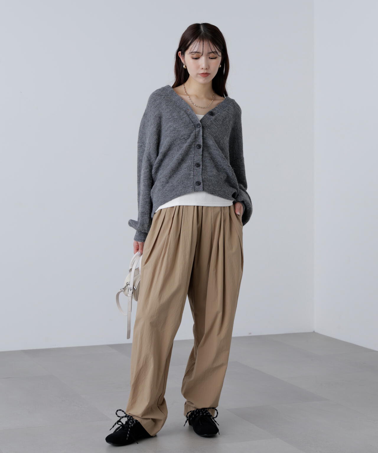 5GモヘヤタッチVネックカーディガン