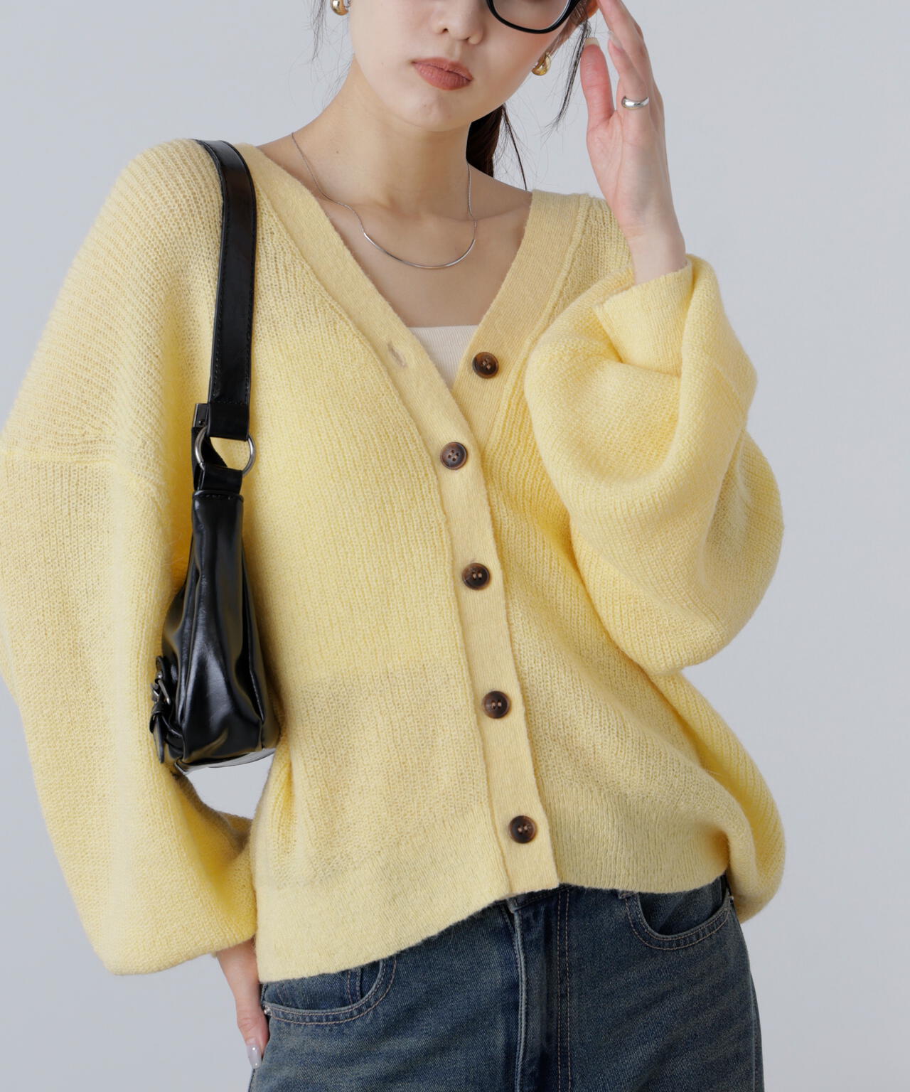 tamyaco⭐︎ 5GモヘヤタッチVネックカーディガン | FREE'S MART（フリーズマート