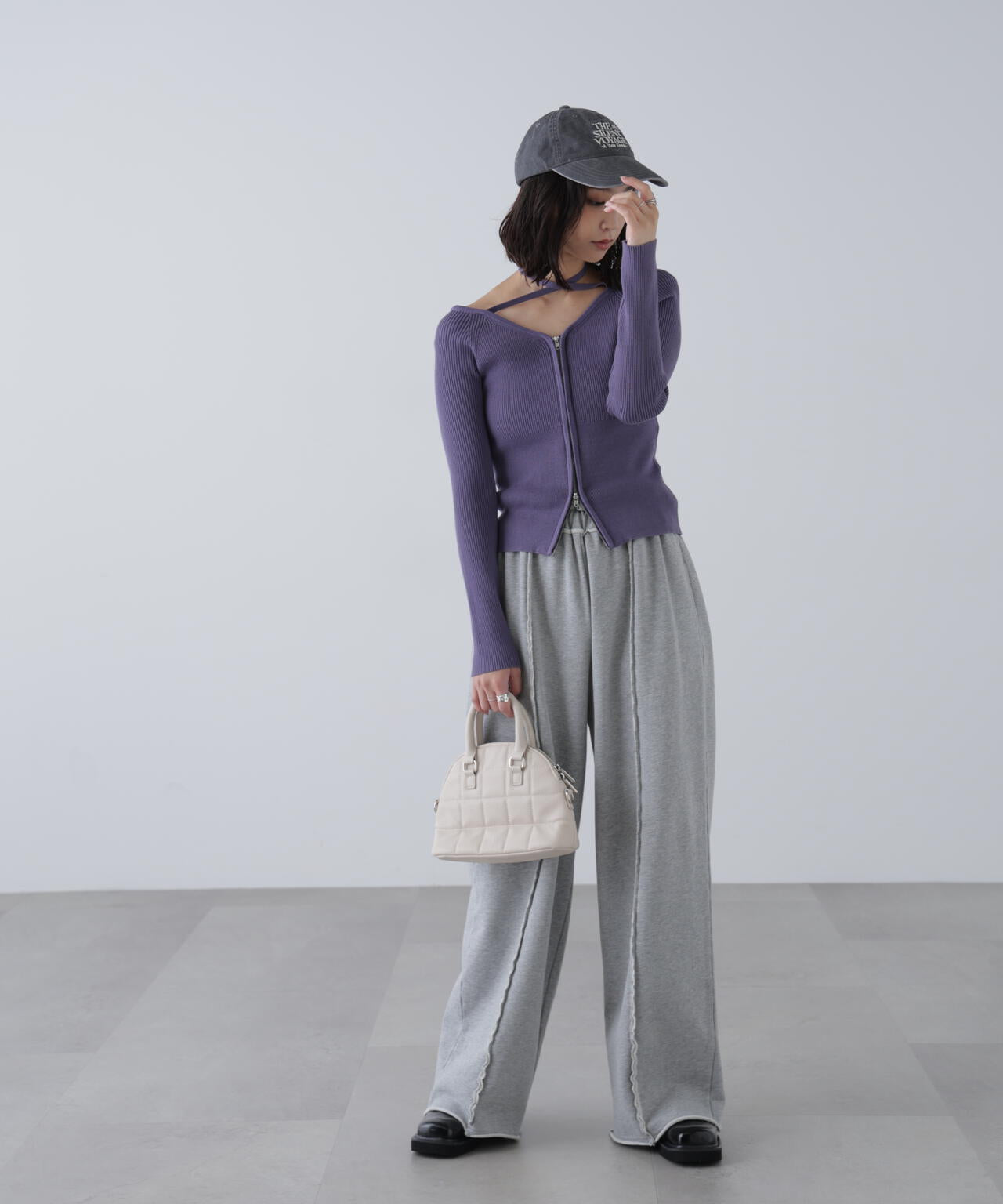 ジップアップオフショルダーリブニット | FREE'S MART（フリーズマート