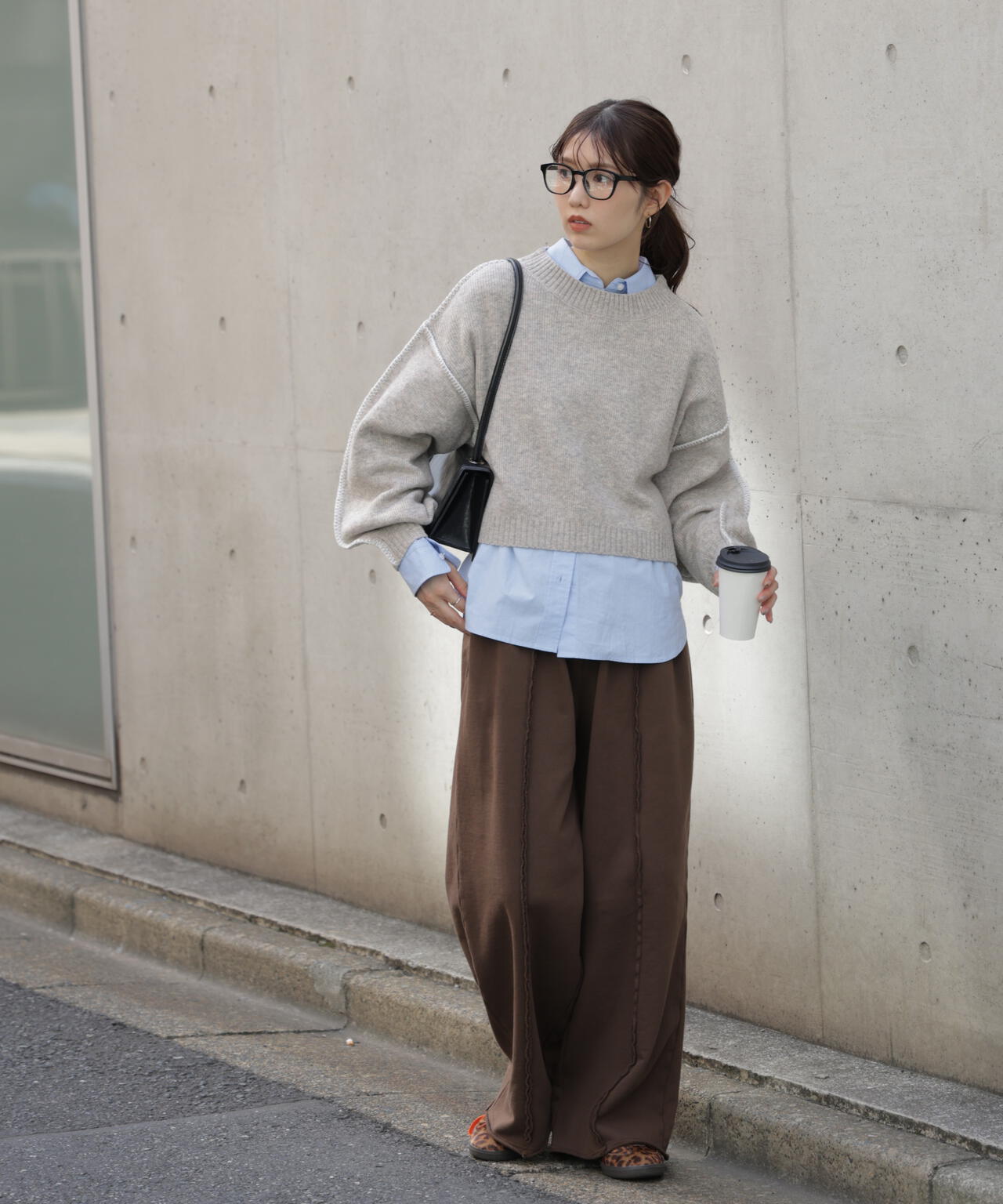 杢ストレッチ総針配色ステッチニット