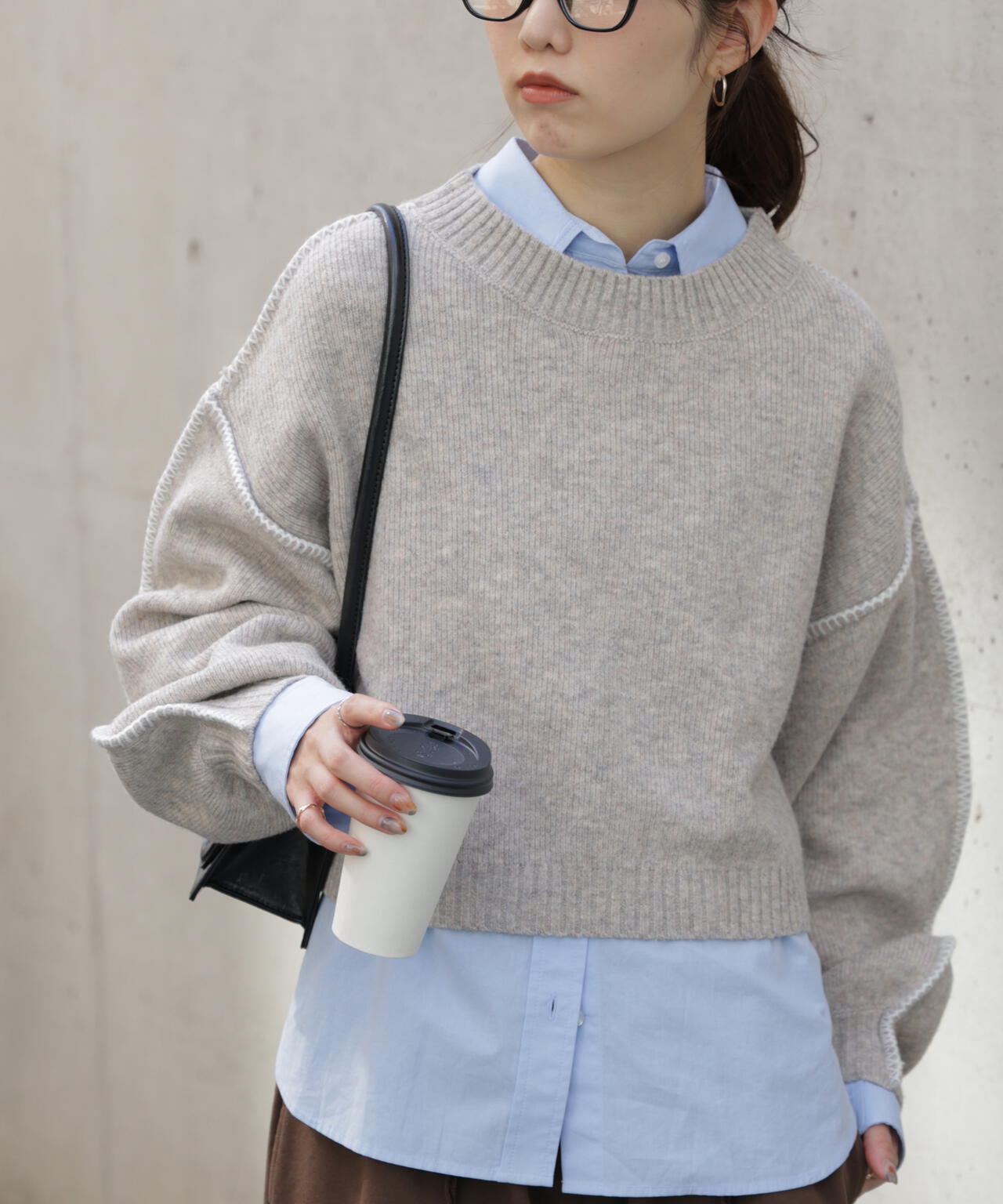 杢ストレッチ総針配色ステッチニット | FREE'S MART（フリーズマート