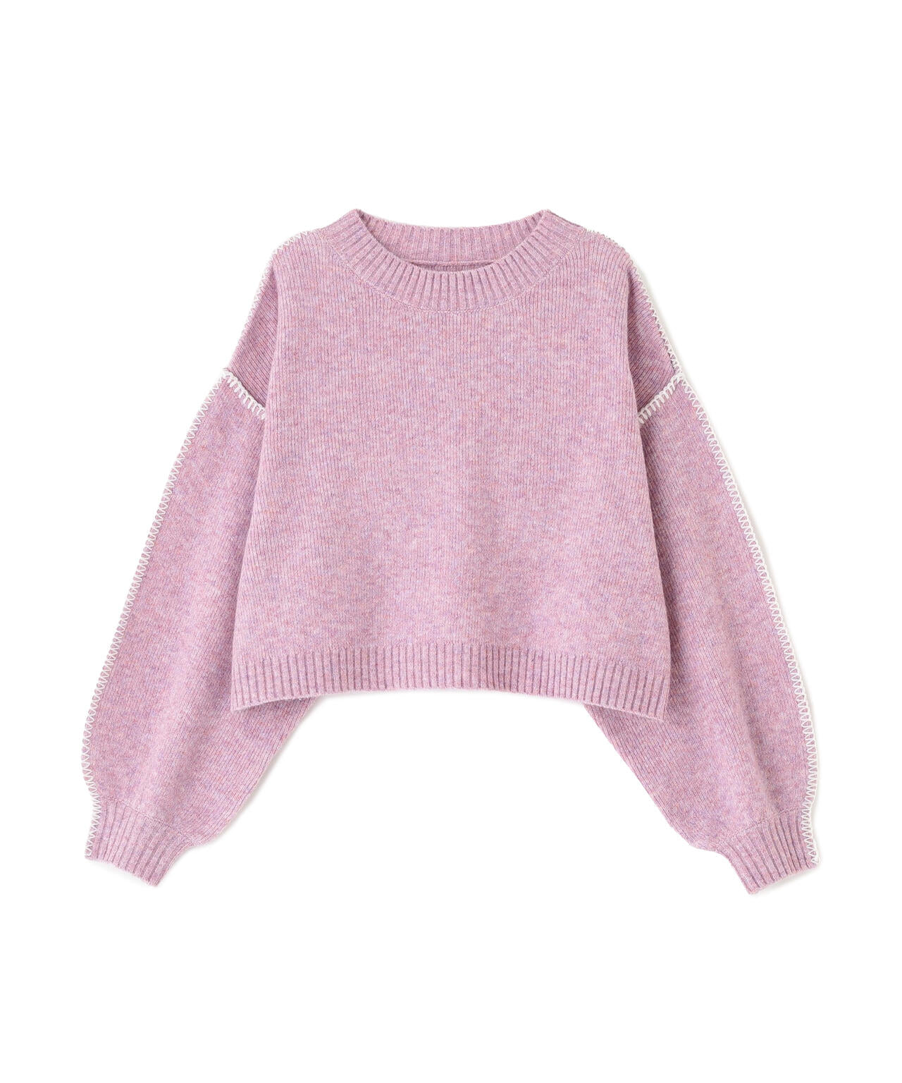 杢ストレッチ総針配色ステッチニット