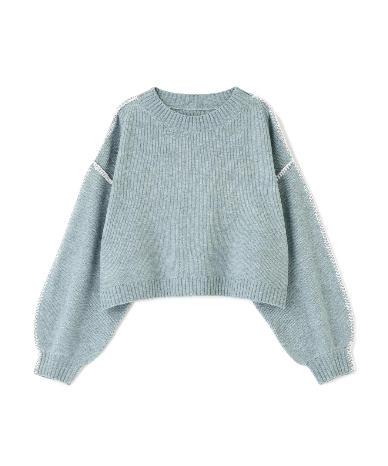 杢ストレッチ総針配色ステッチニット