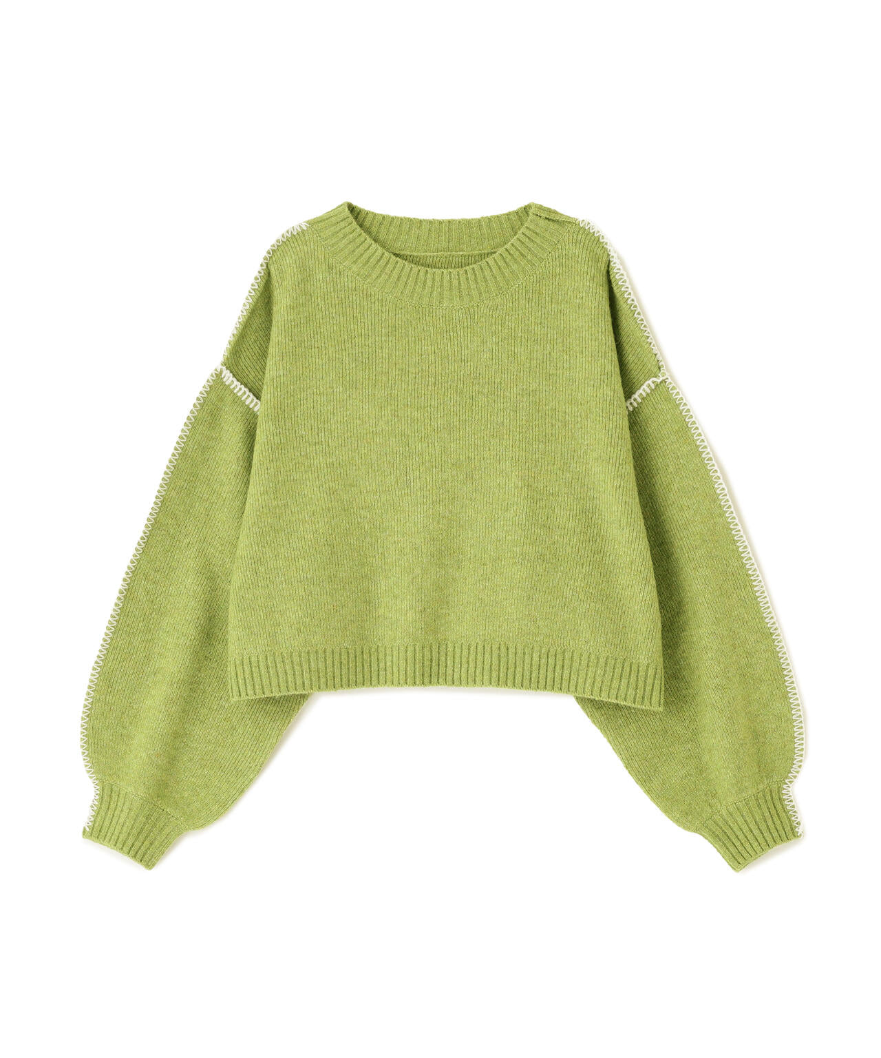 杢ストレッチ総針配色ステッチニット