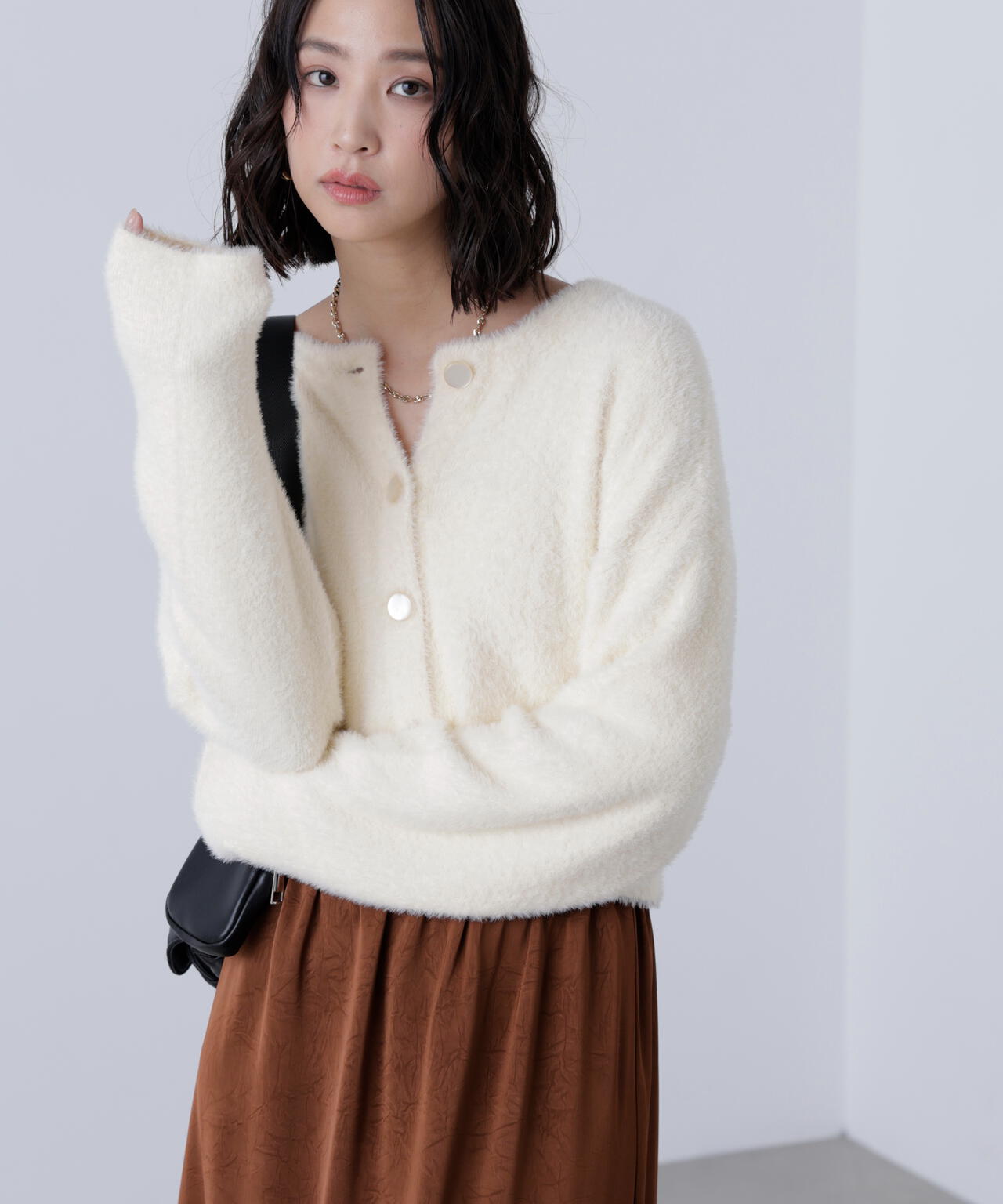 ボルドー 追加生産予約】前後2wayショートシャギー短丈ニット | FREE'S