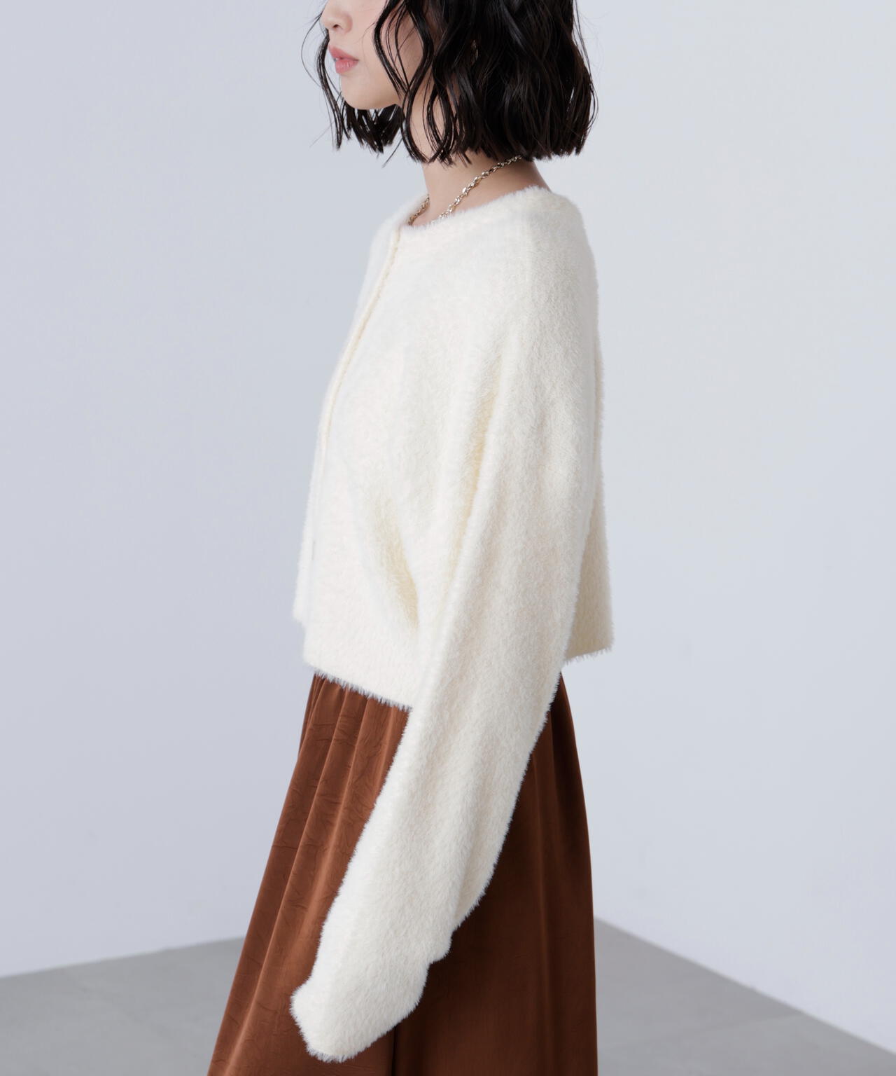 前後2wayショートシャギー短丈ニット