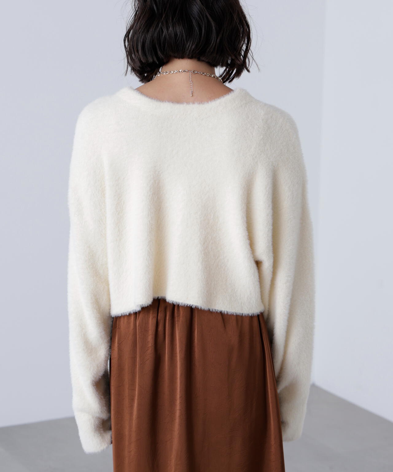 前後2wayショートシャギー短丈ニット