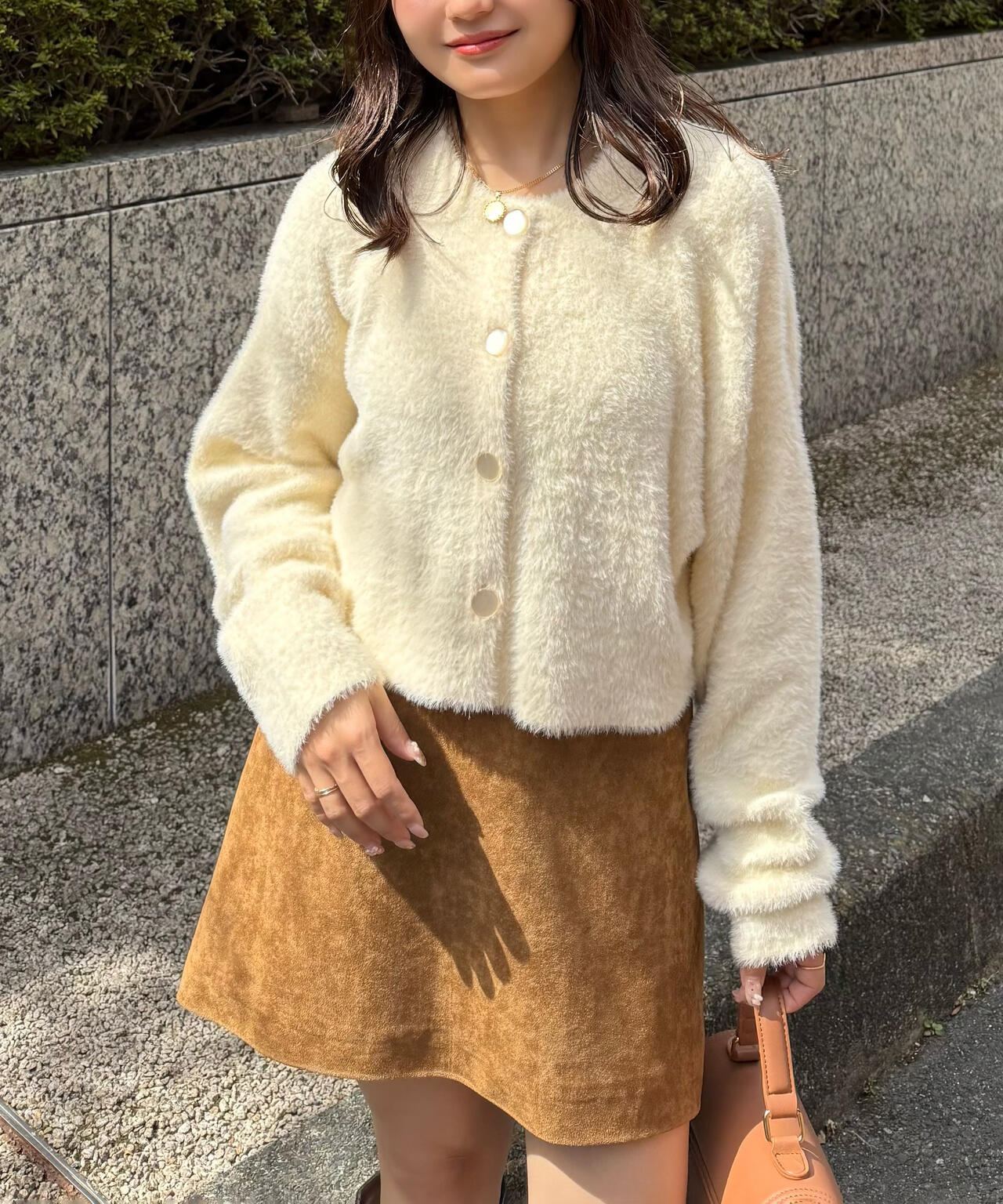 前後2wayショートシャギー短丈ニット