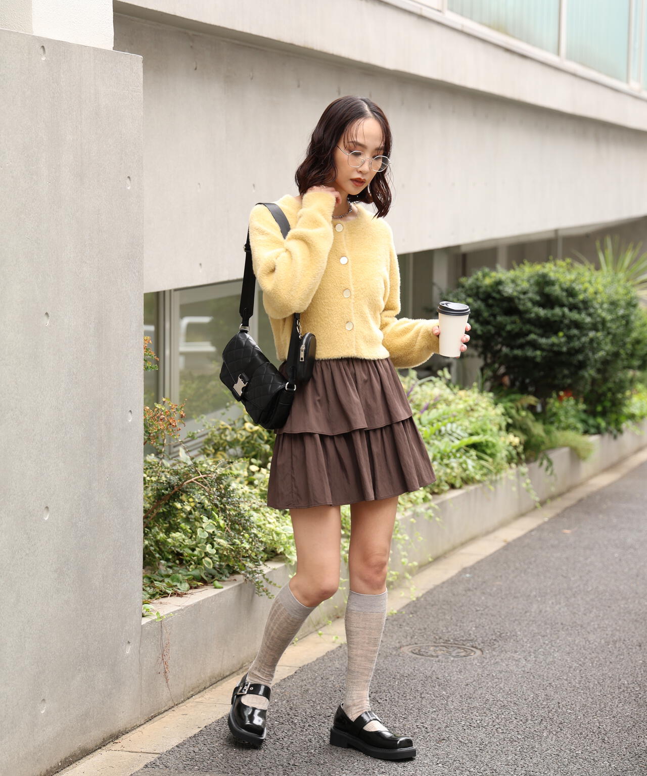 前後2wayショートシャギー短丈ニット