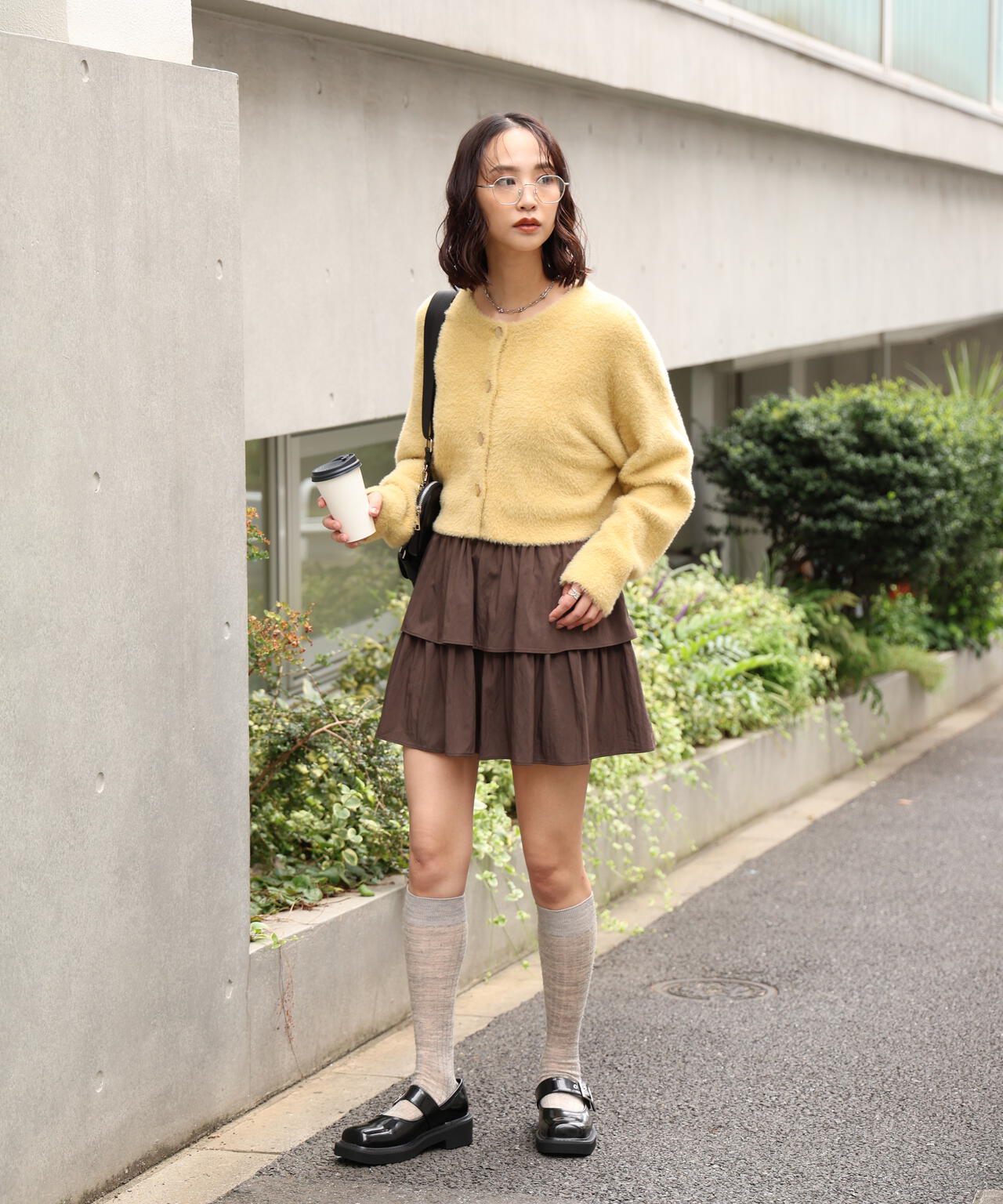 前後2wayショートシャギー短丈ニット