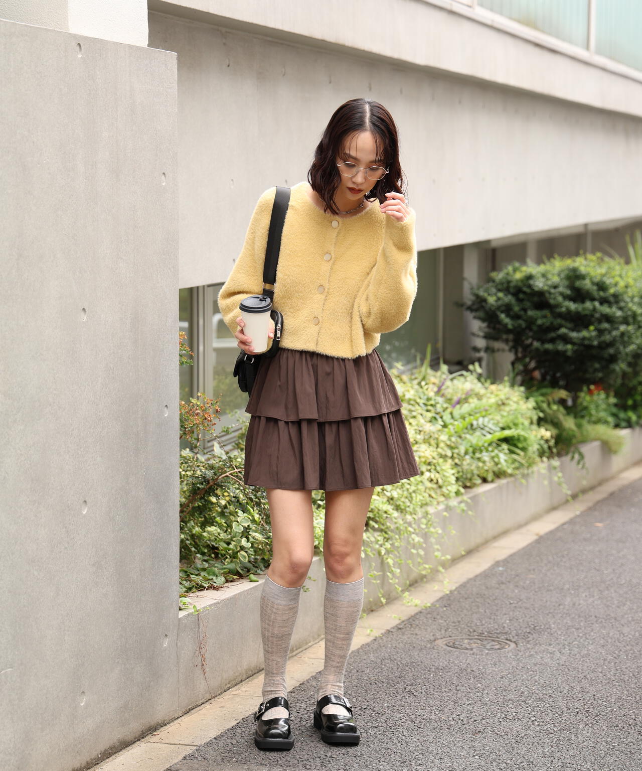 前後2wayショートシャギー短丈ニット