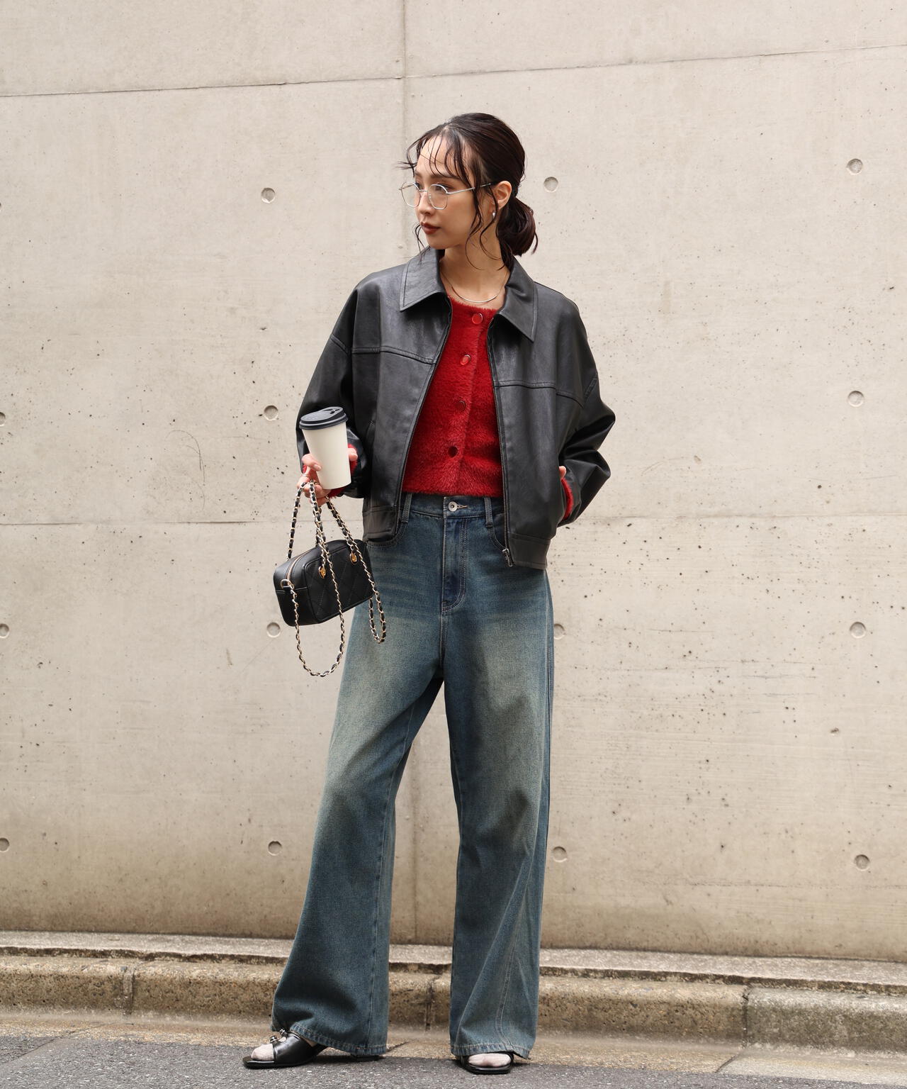 前後2wayショートシャギー短丈ニット