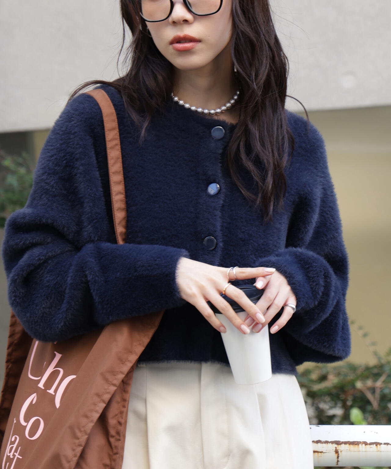 前後2wayショートシャギー短丈ニット