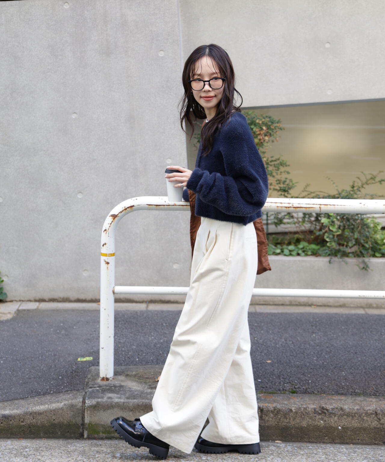 前後2wayショートシャギー短丈ニット