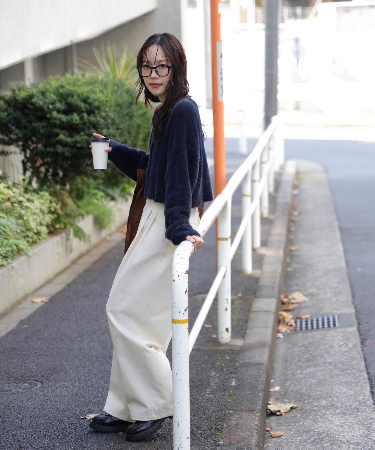 前後2wayショートシャギー短丈ニット