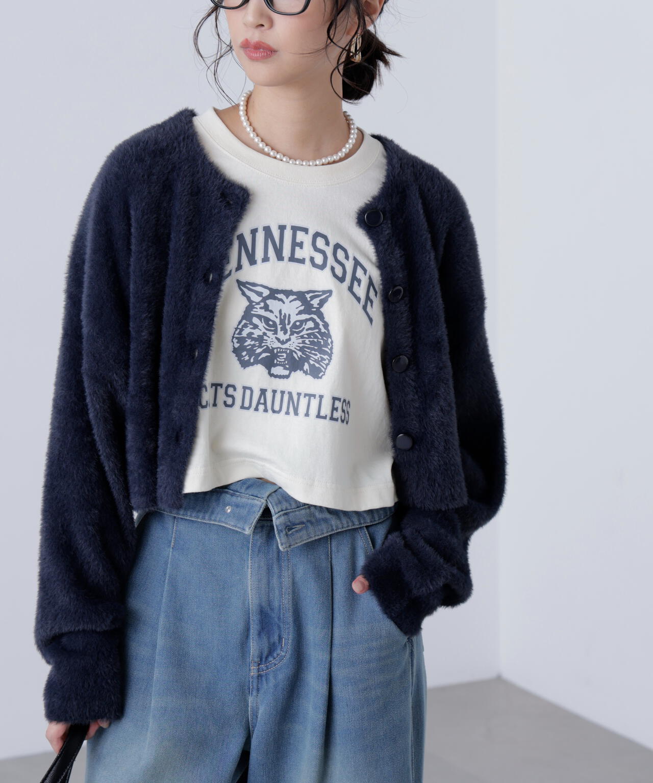 前後2wayショートシャギー短丈ニット