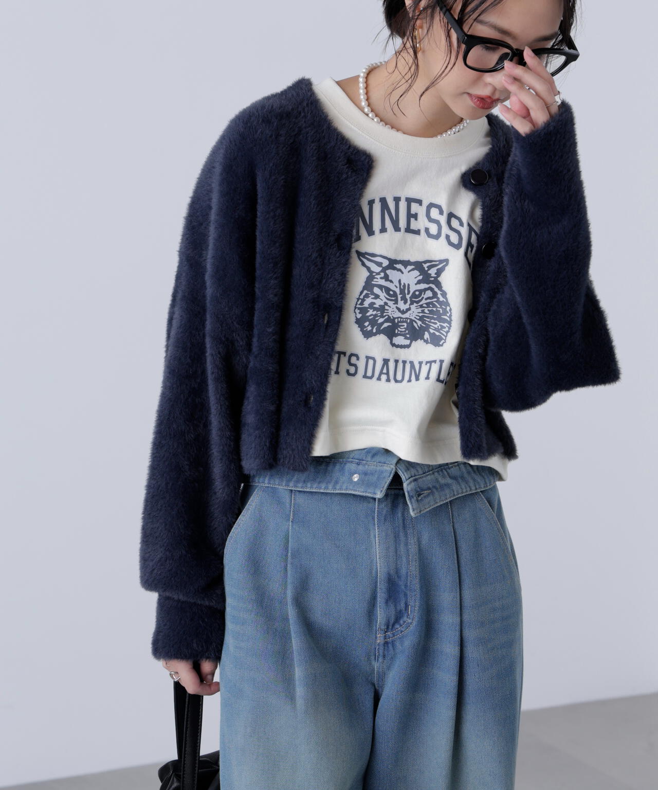 前後2wayショートシャギー短丈ニット