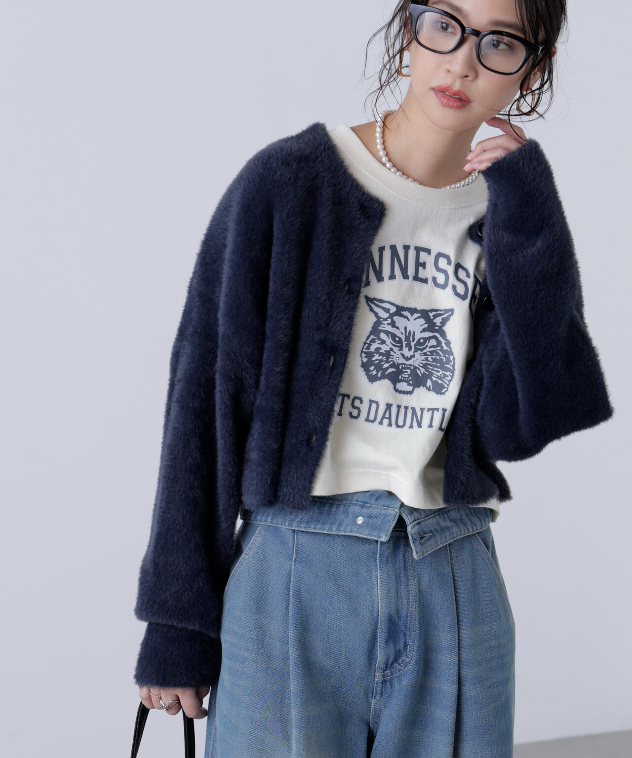 前後2wayショートシャギー短丈ニット