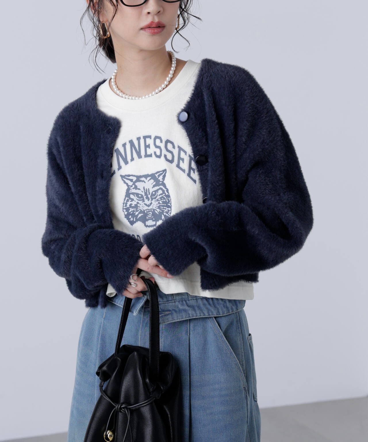 前後2wayショートシャギー短丈ニット