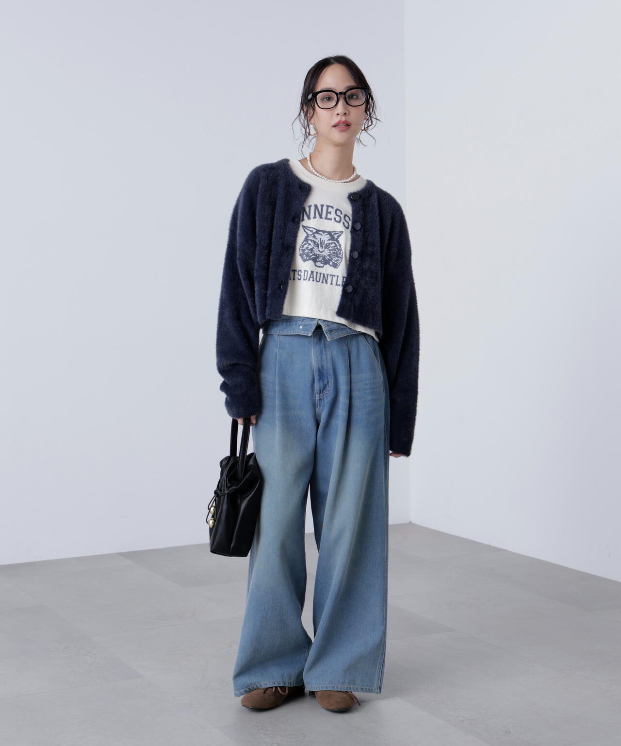 前後2wayショートシャギー短丈ニット