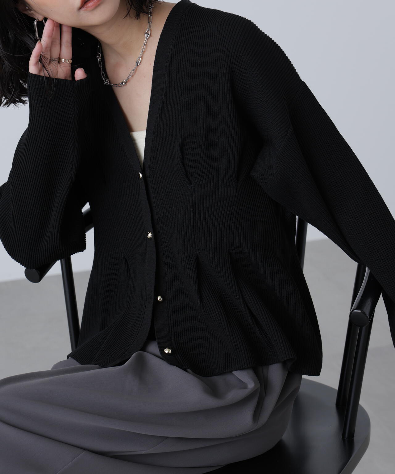 MFM】ウエストタックメタリックボタンカーディガン | FREE'S MART