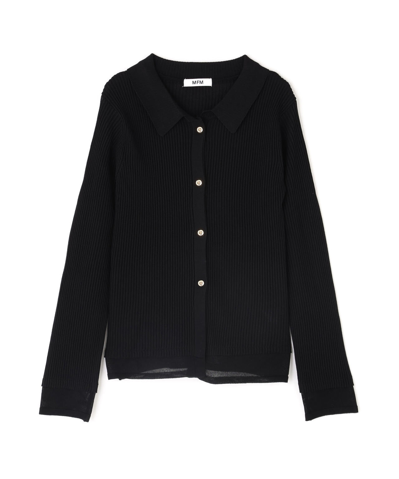 【MFM】金ボタン襟リブニット