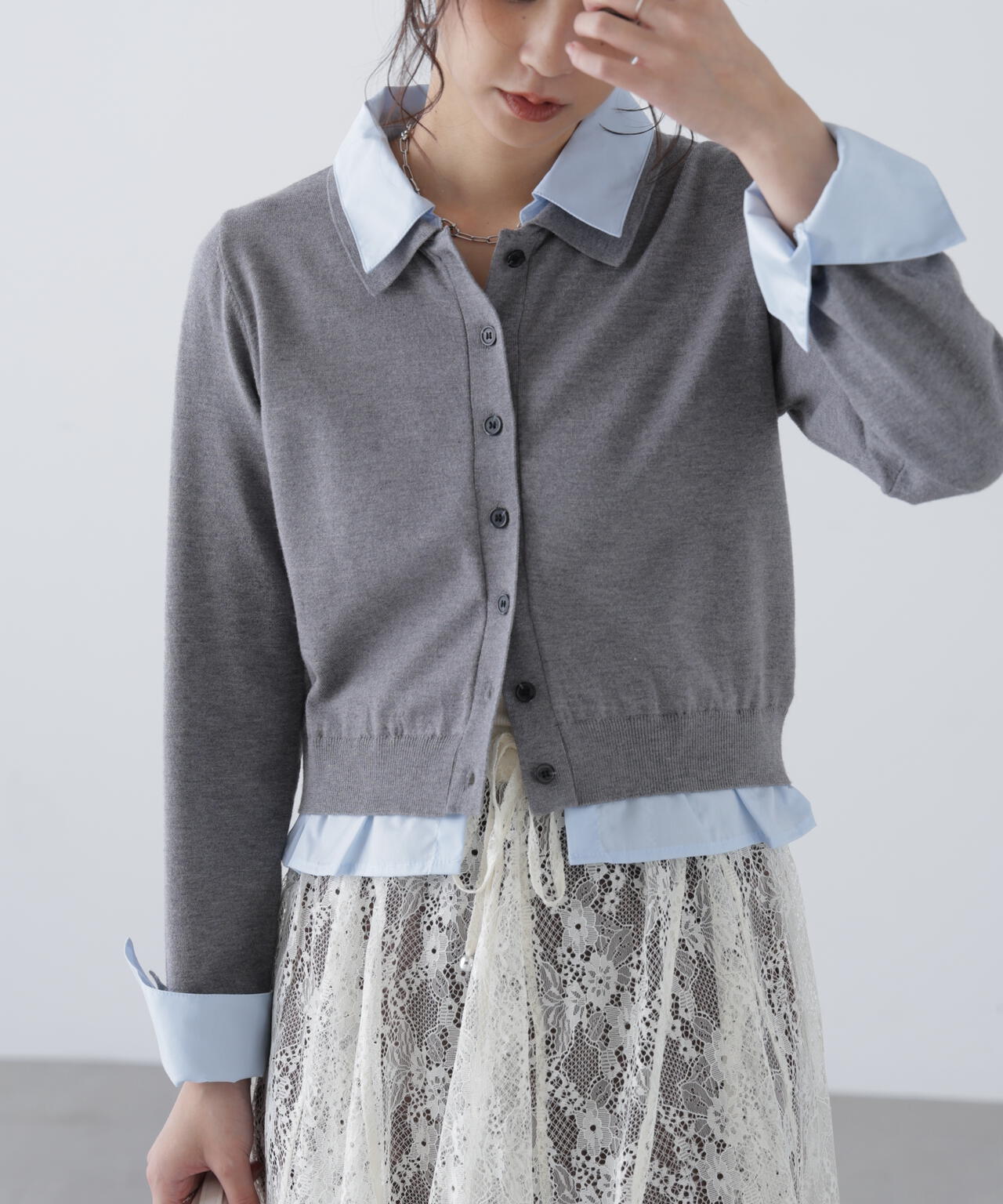 シャツフェイクレイヤードポロカーディガン | FREE'S MART（フリーズ