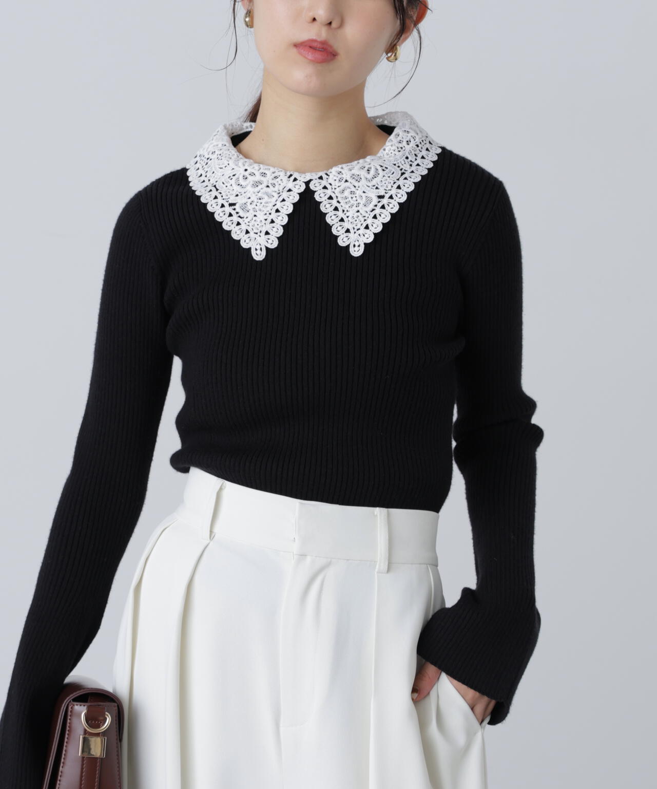 【MFM】白襟レースニット