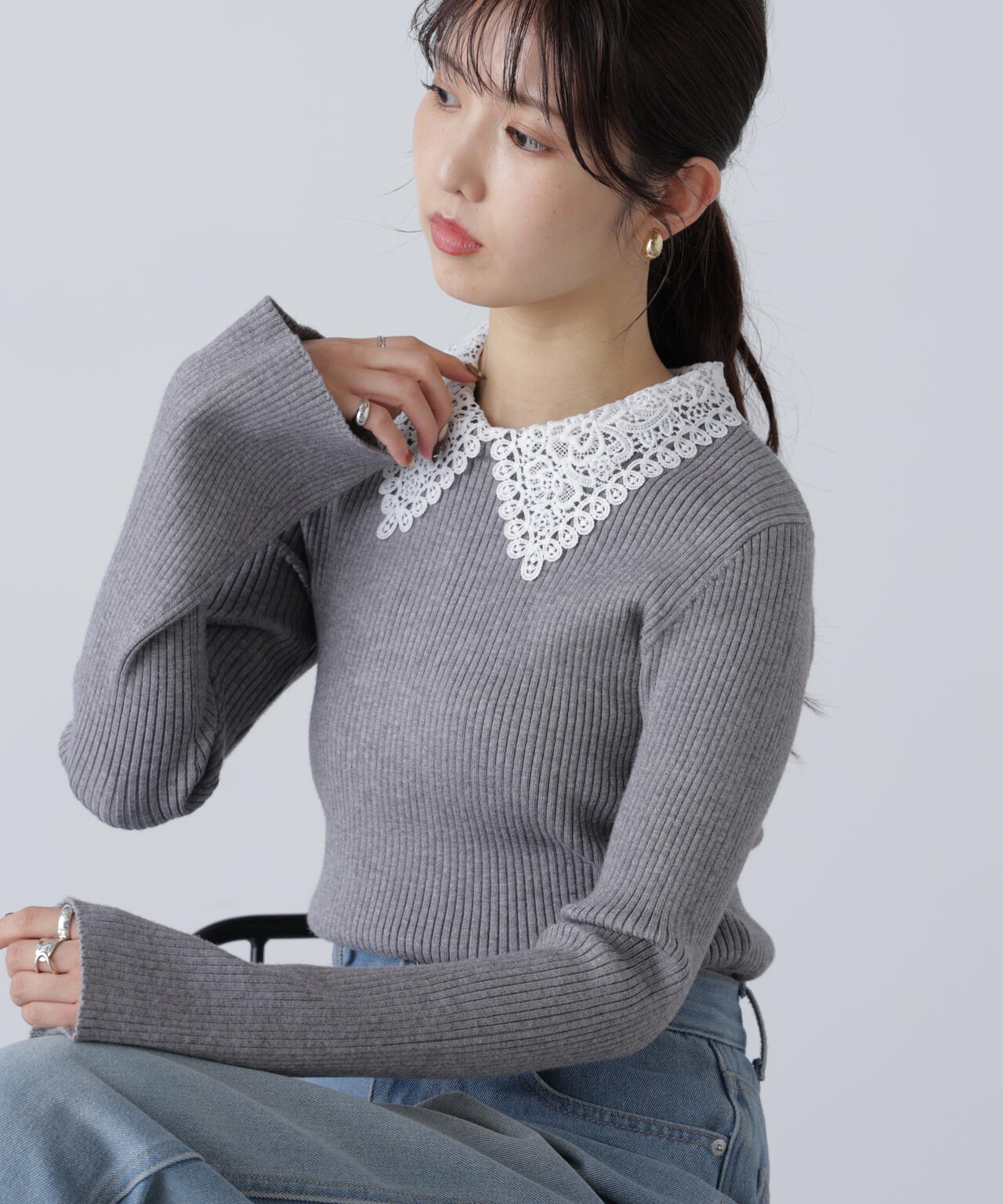 MFM】白襟レースニット | FREE'S MART（フリーズマート） ｜【公式