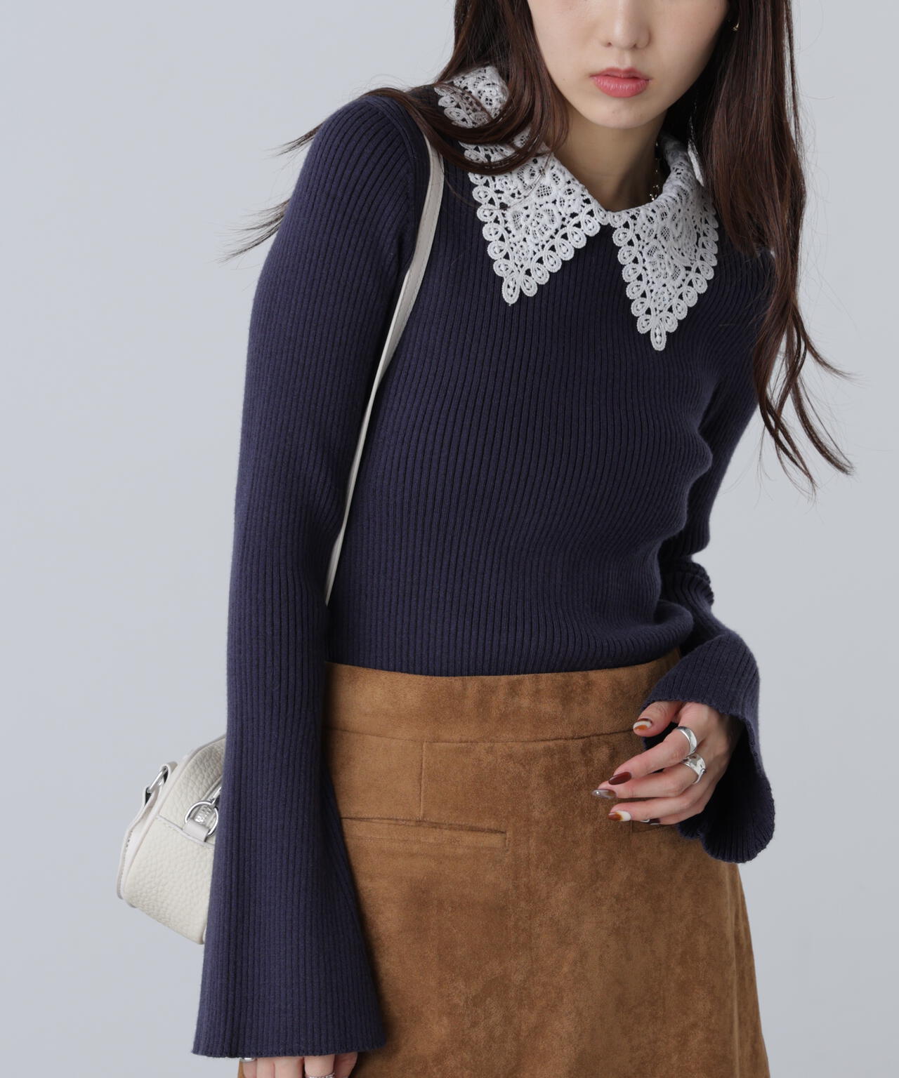 【MFM】白襟レースニット