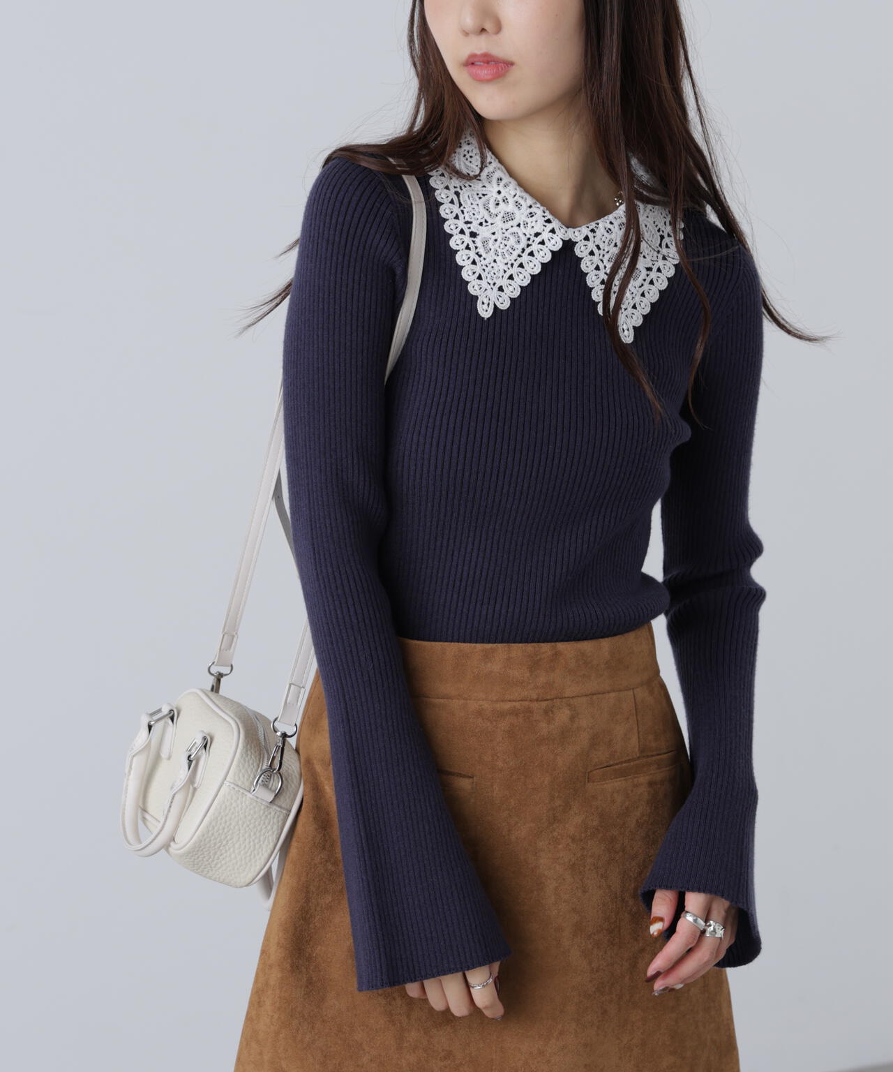 【MFM】白襟レースニット