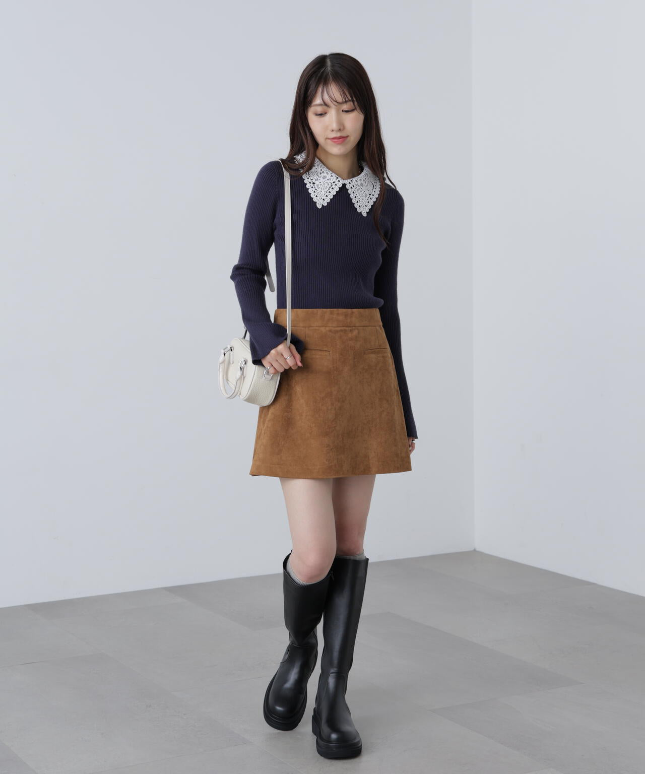 【MFM】白襟レースニット