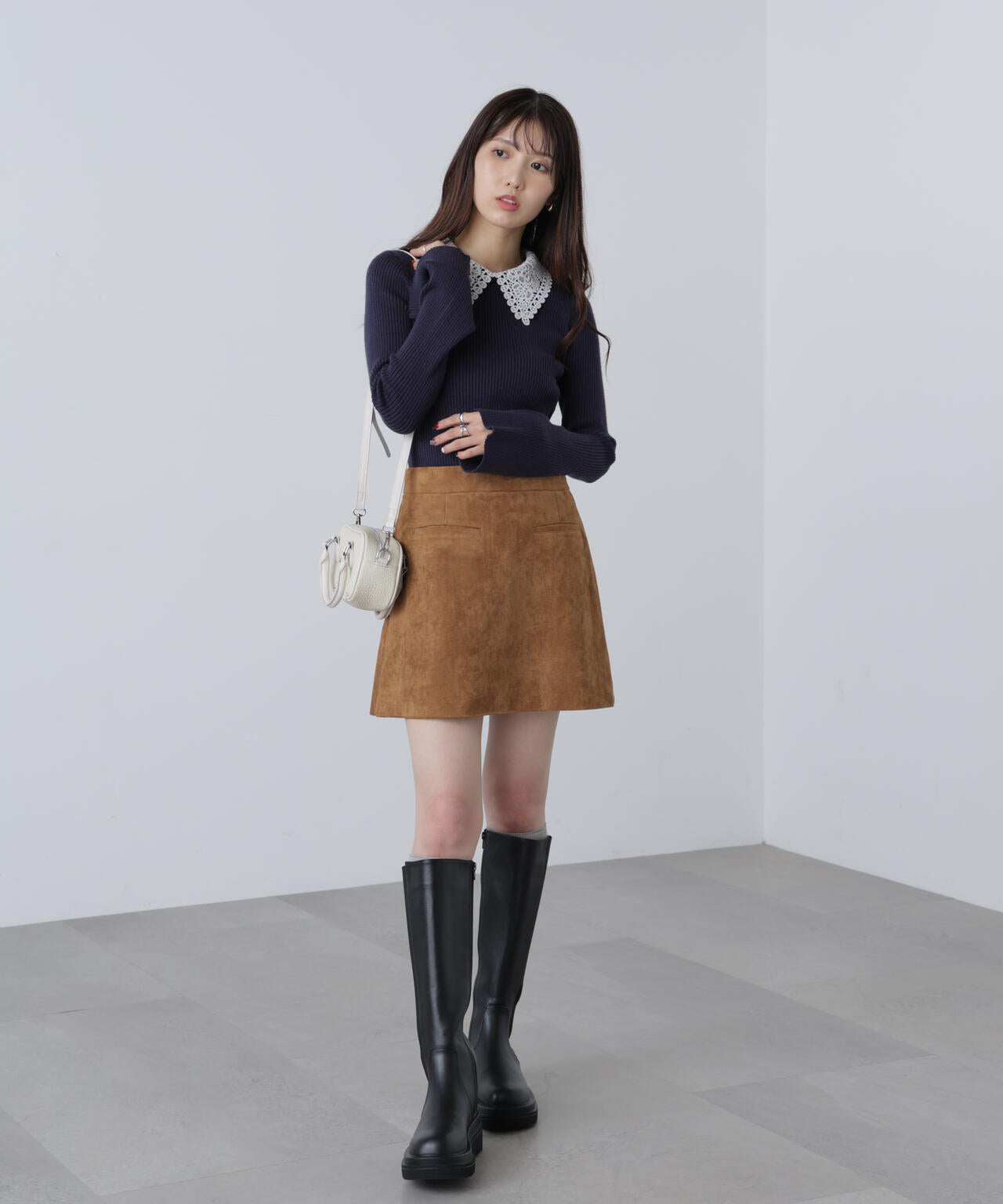 【MFM】白襟レースニット