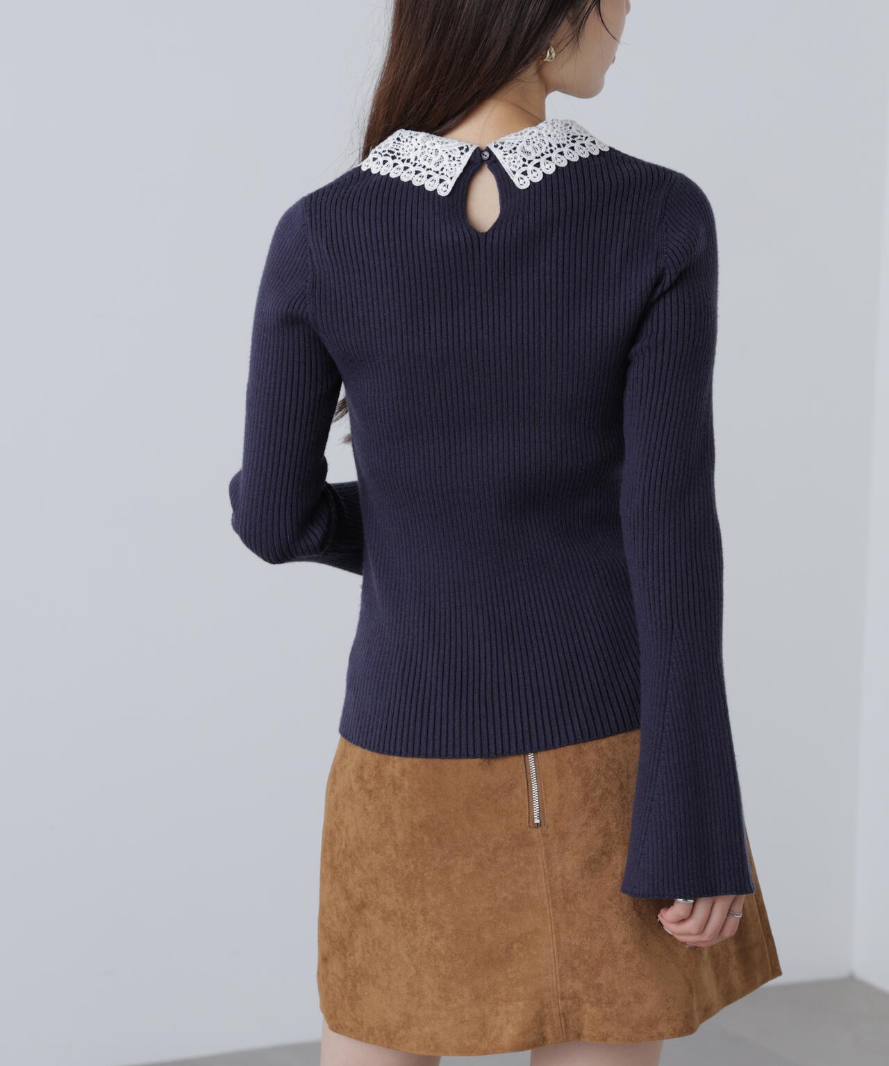 【MFM】白襟レースニット