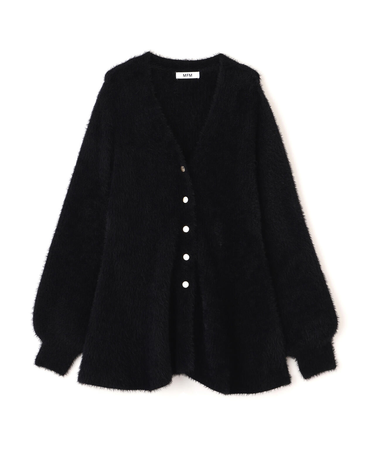 【MFM】ヘアリーペプラム金ボタンニットカーディガン