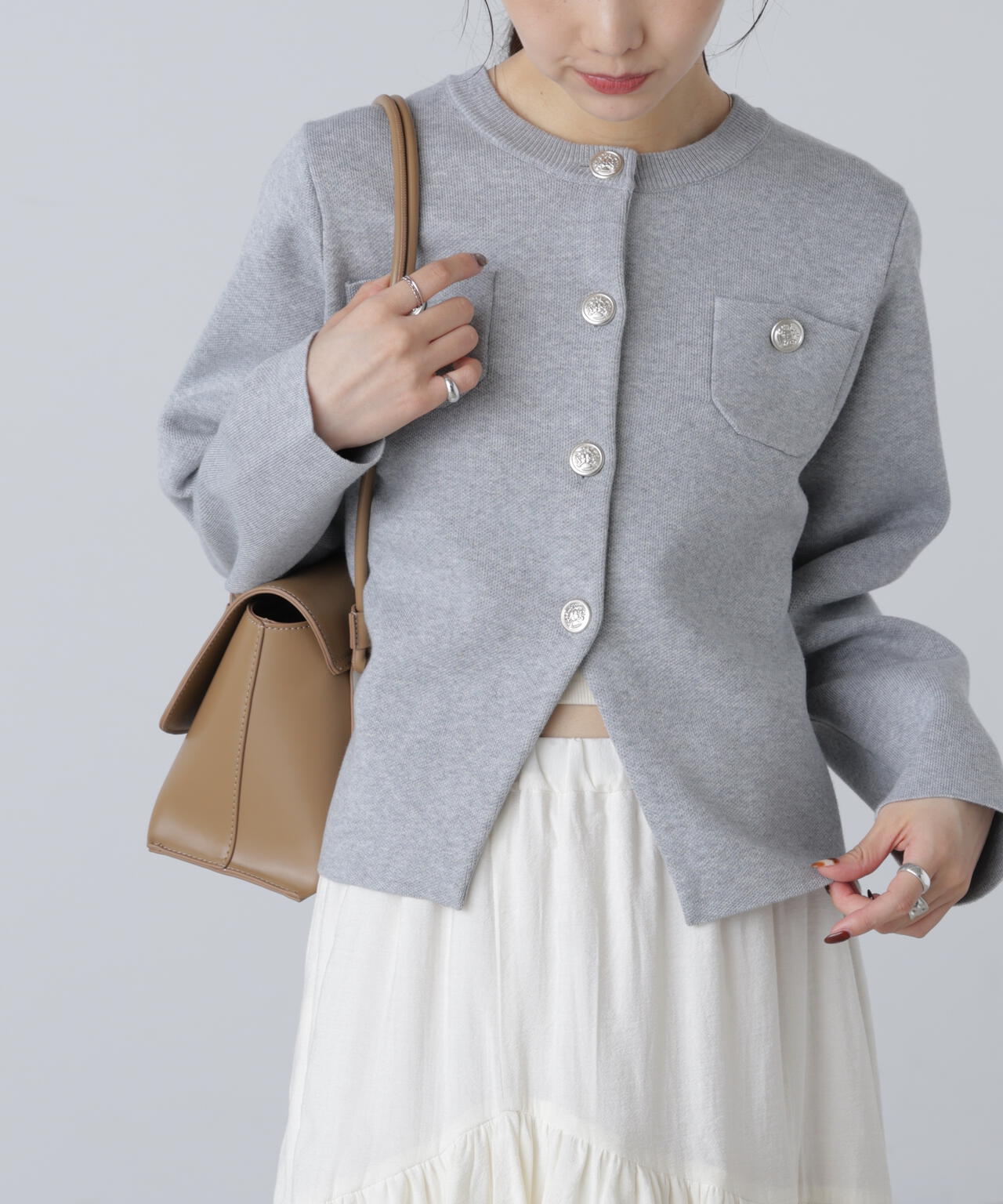 【MFM】エンブレムボタンニットカーディガン